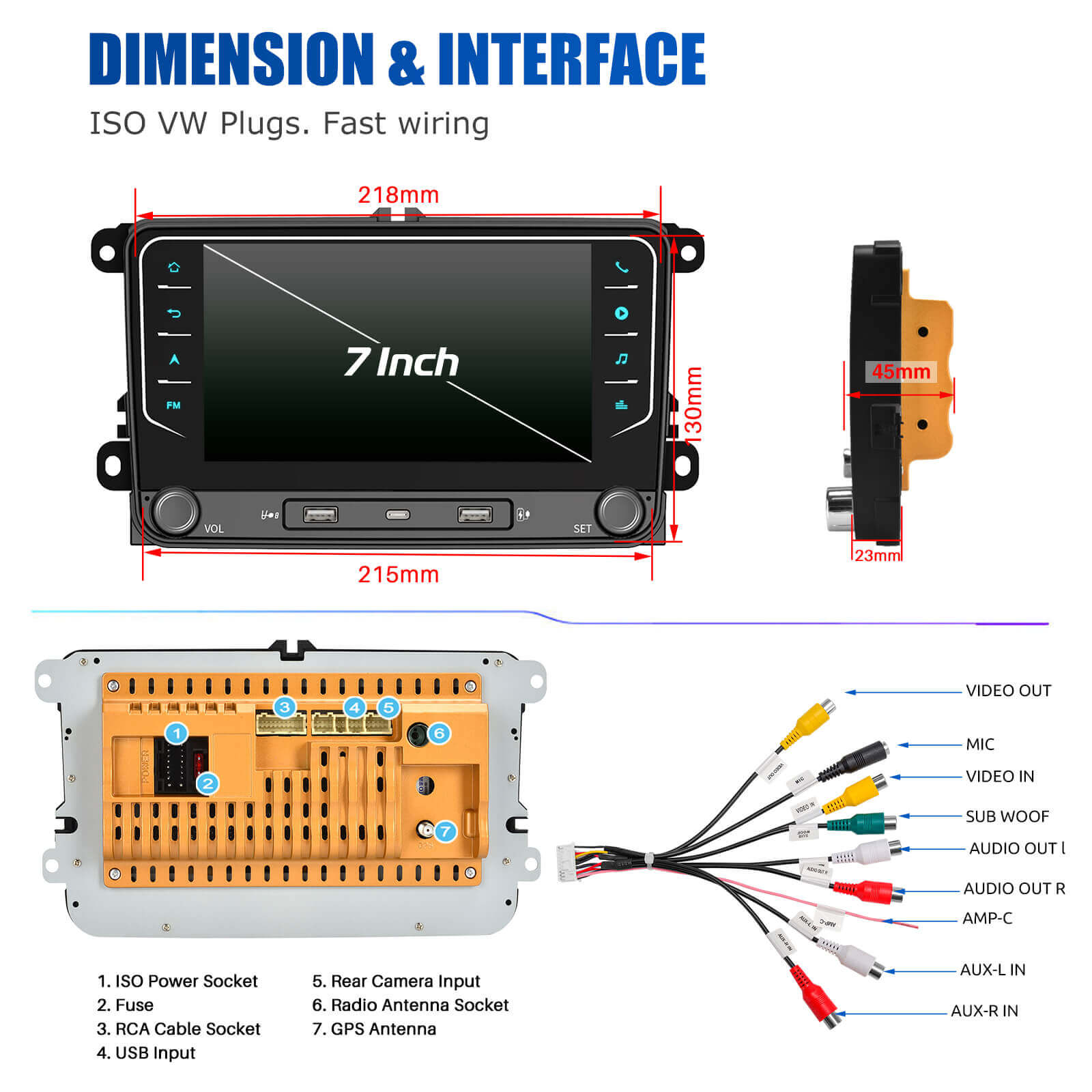 ESSGOO Car Stereo AR7002 Android Autoradio für VW 7 Zoll