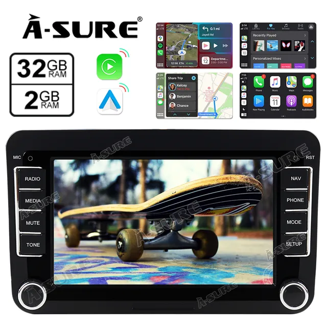 A-Sure GPS Autoradio VW Golf 7 Zoll 2+32GB CarPlay