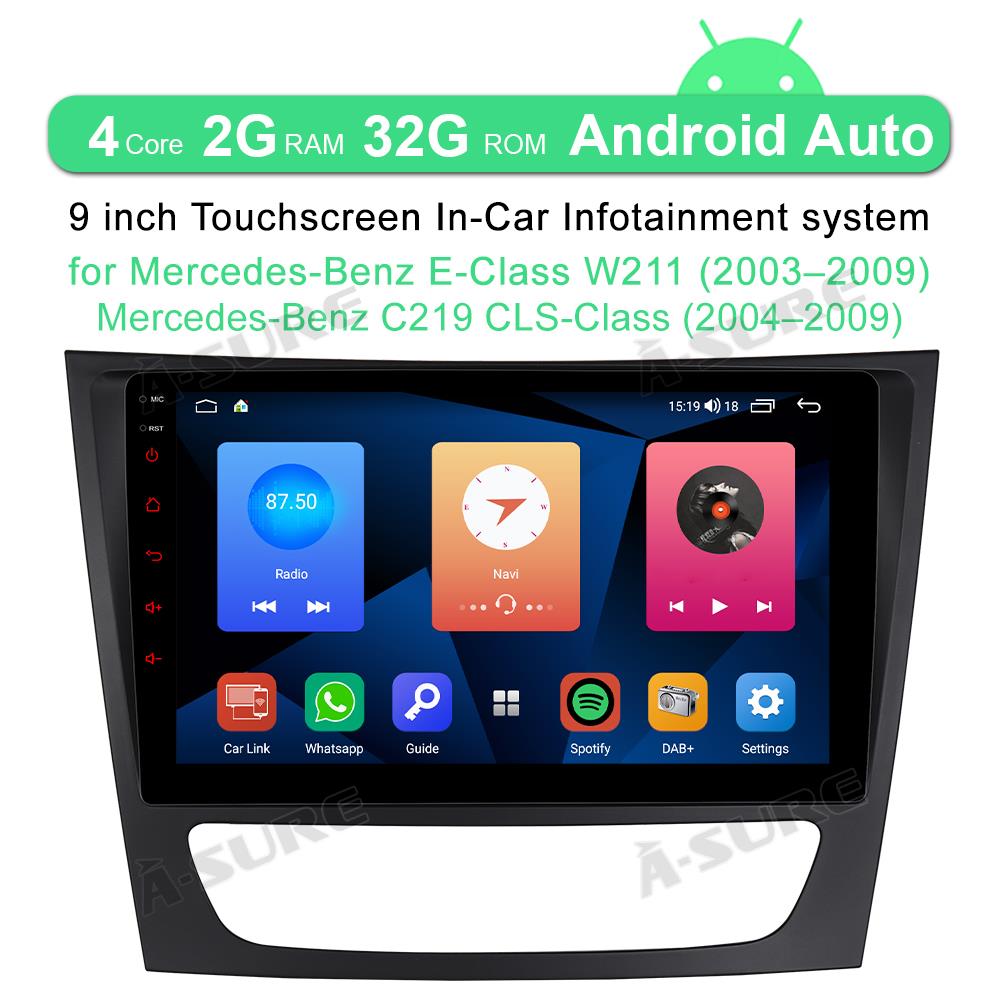 A-Sure GPS Mercedes W211 Autoradio 9 Zoll 2+32GB CarPlay