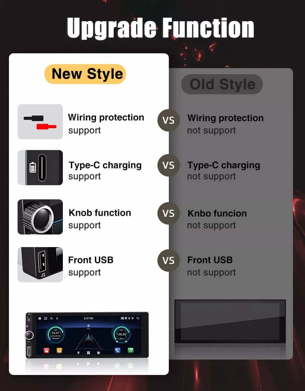 ESSGOO SWM686 1 DIN Autoradio MP5 Player Bluetooth