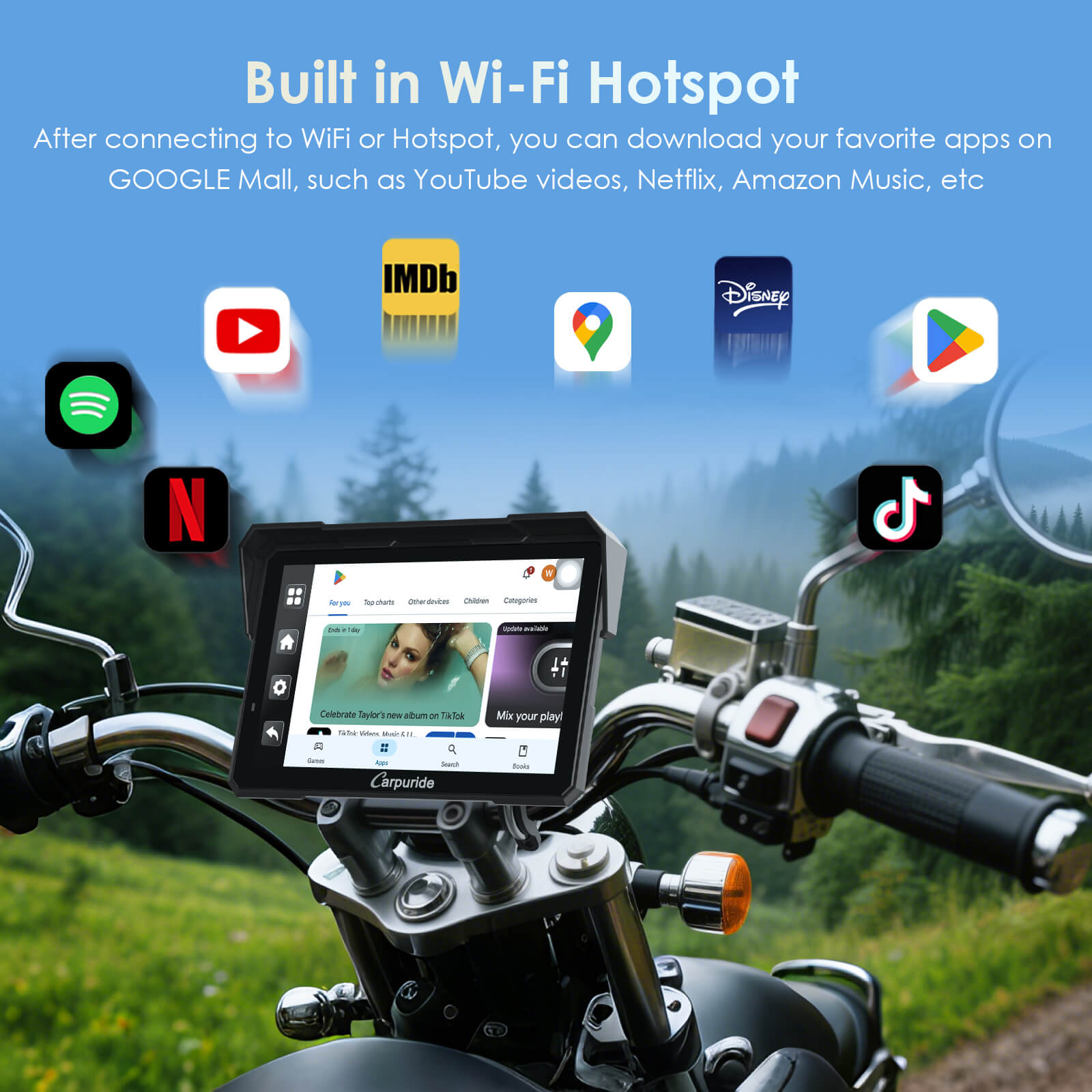 Carpuride W702 Plus Motorrad Display 7 Zoll CarPlay GPS