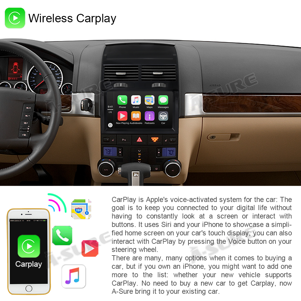 A-Sure GPS Autoradio 9 Zoll VW Touareg 7L Android 2+32GB