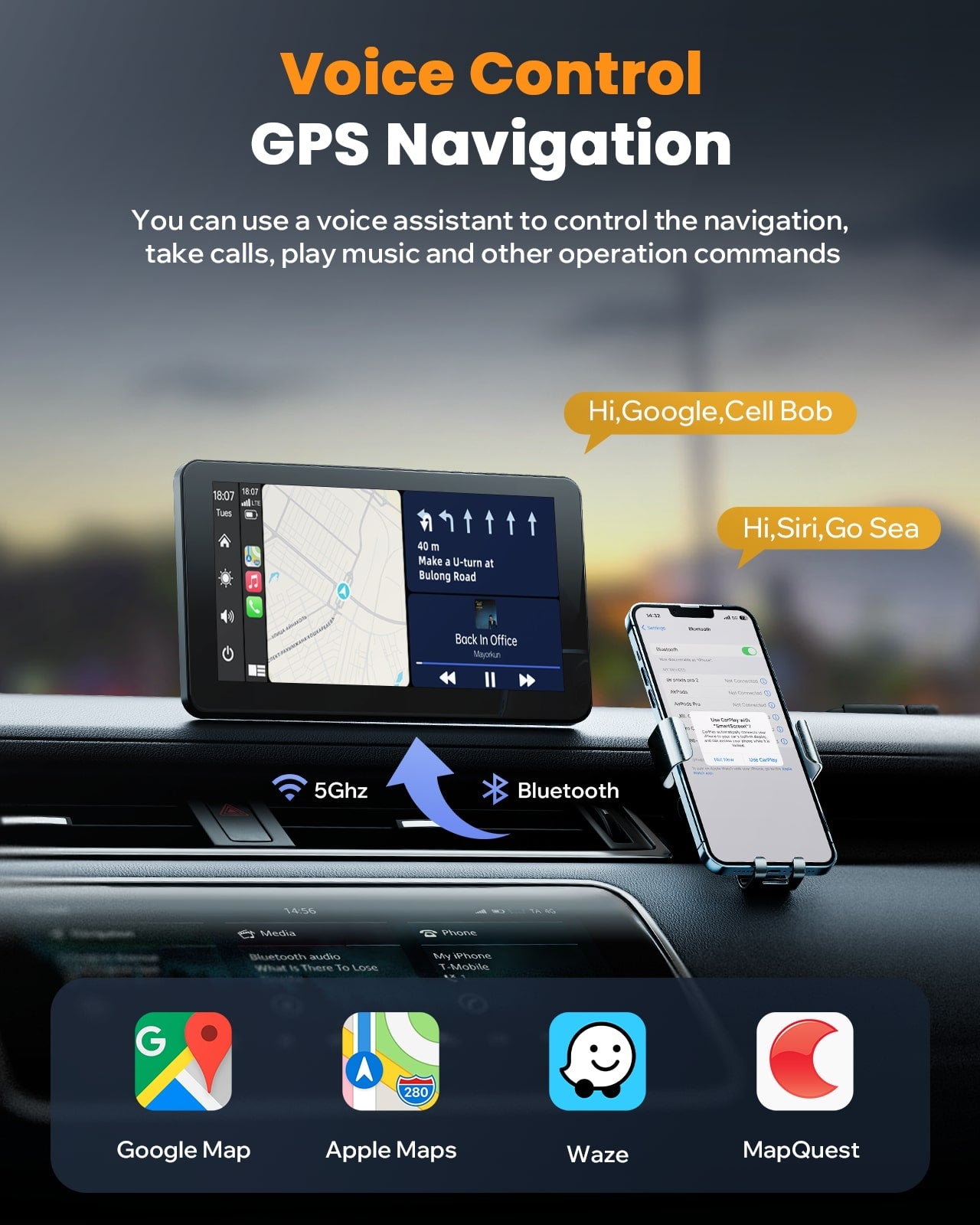 LAMTTO RC08 7" CarPlay-Display mit Rückfahrkamera 1080P