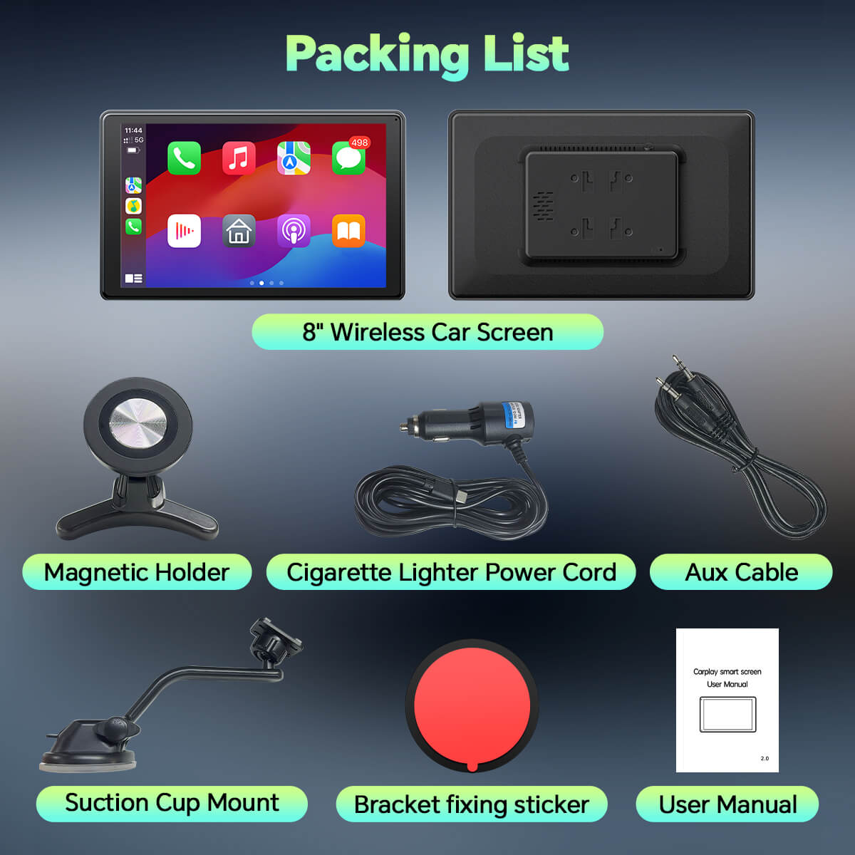 LAMTTO RC17 CarPlay-Display 8 Zoll Smart mit Halterung