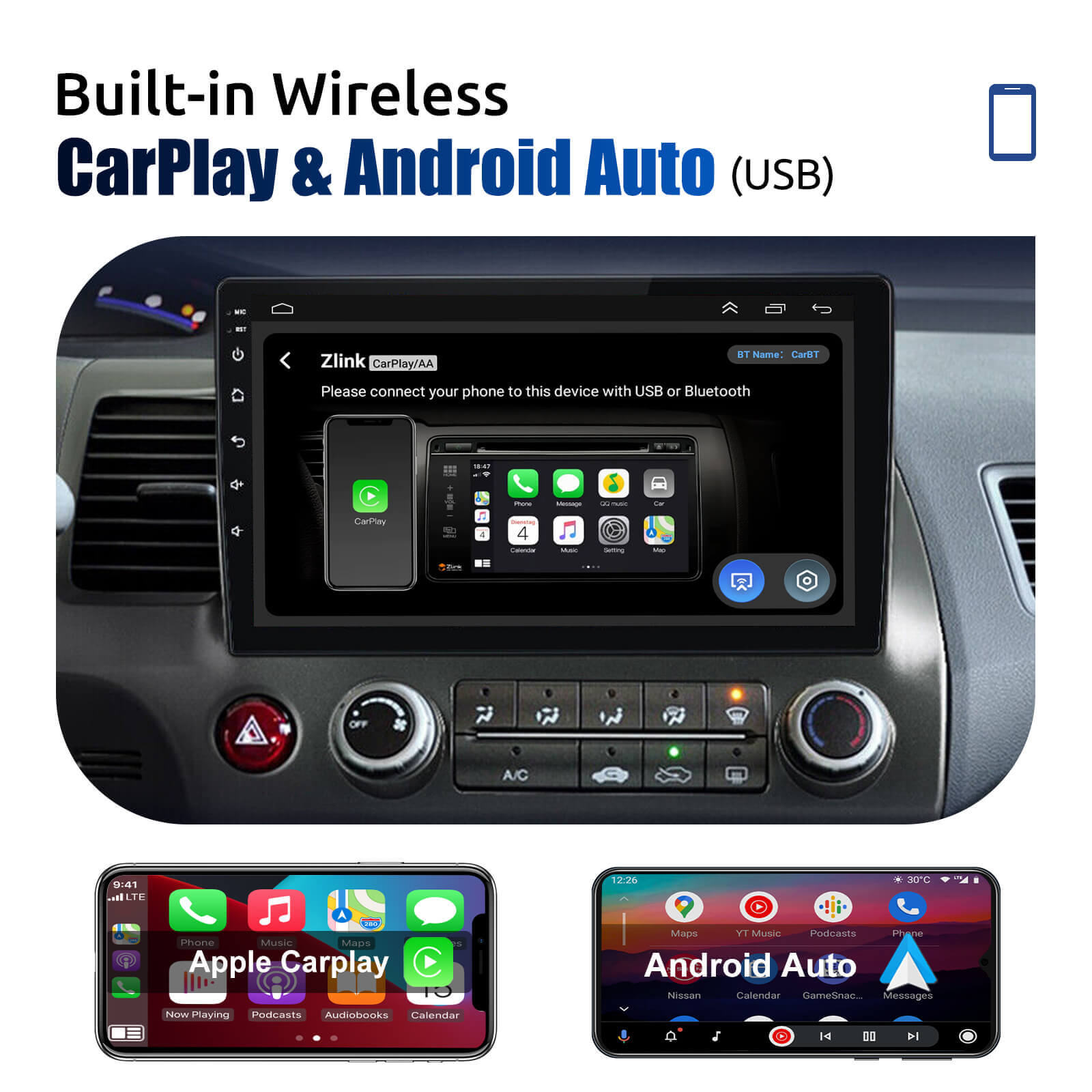 ESSGOO Car Stereo Civic Autoradio 10 Zoll Standard