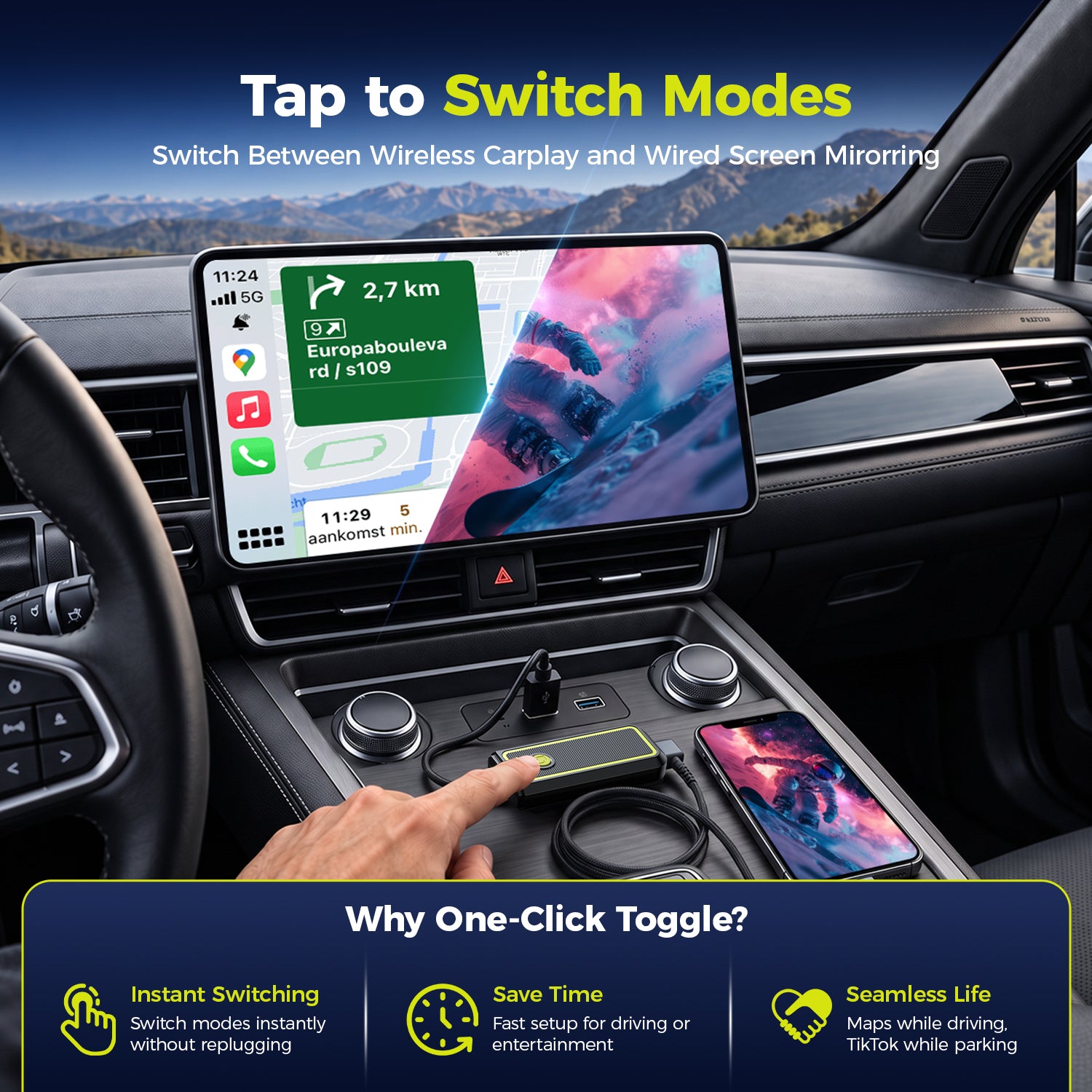 LAMTTO Adapter RC33 Wireless CarPlay-Adapter Mirror Touch