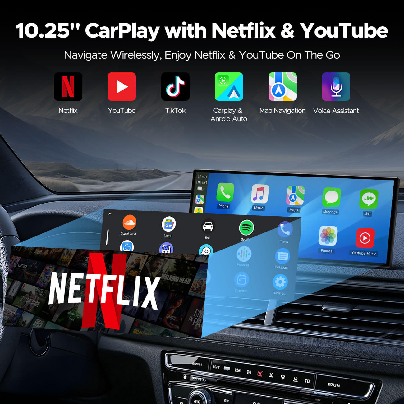 LAMTTO Carplay RC29 10,25 Zoll Display Netflix + Rückkamera