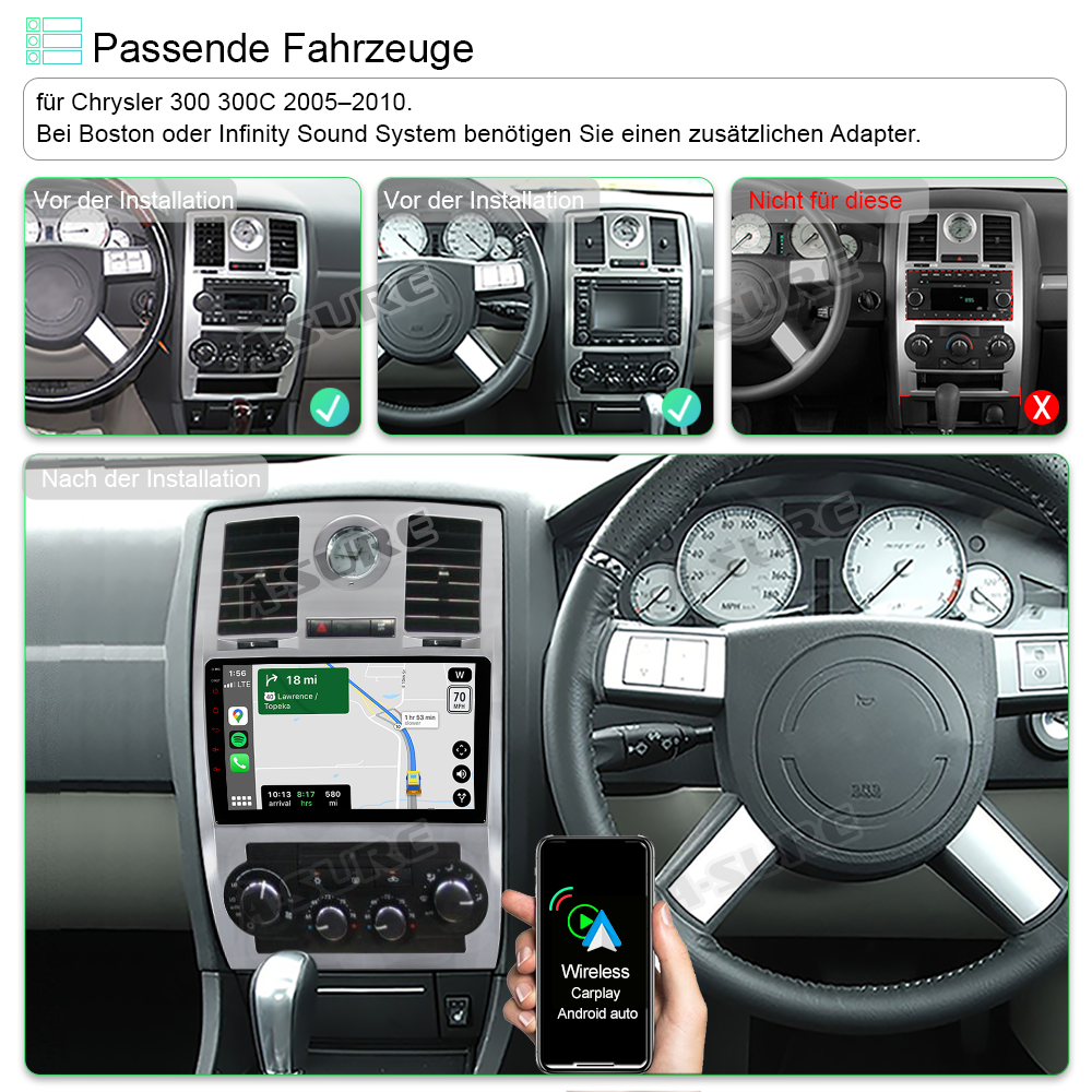A-Sure GPS Autoradio Chrysler 300 300C 2005-2010 2+32GB