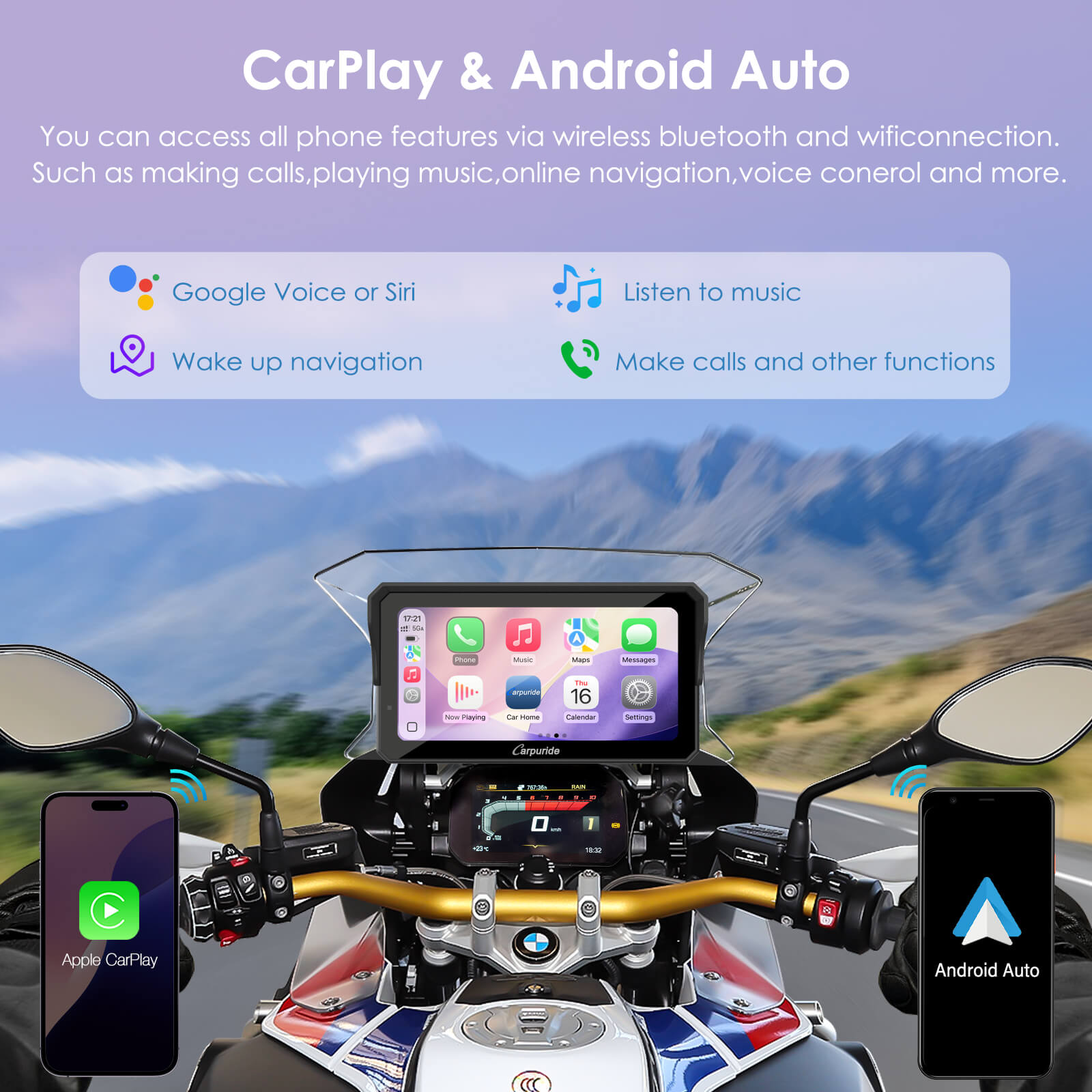 Carpuride W602BS Motorcycle Smart Stereo 6" BMW CarPlay