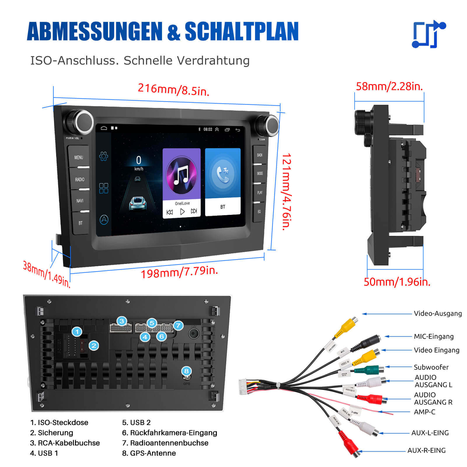 ESSGOO Car Stereo AZ0001 Autoradio 7 Zoll für Opel Android 15