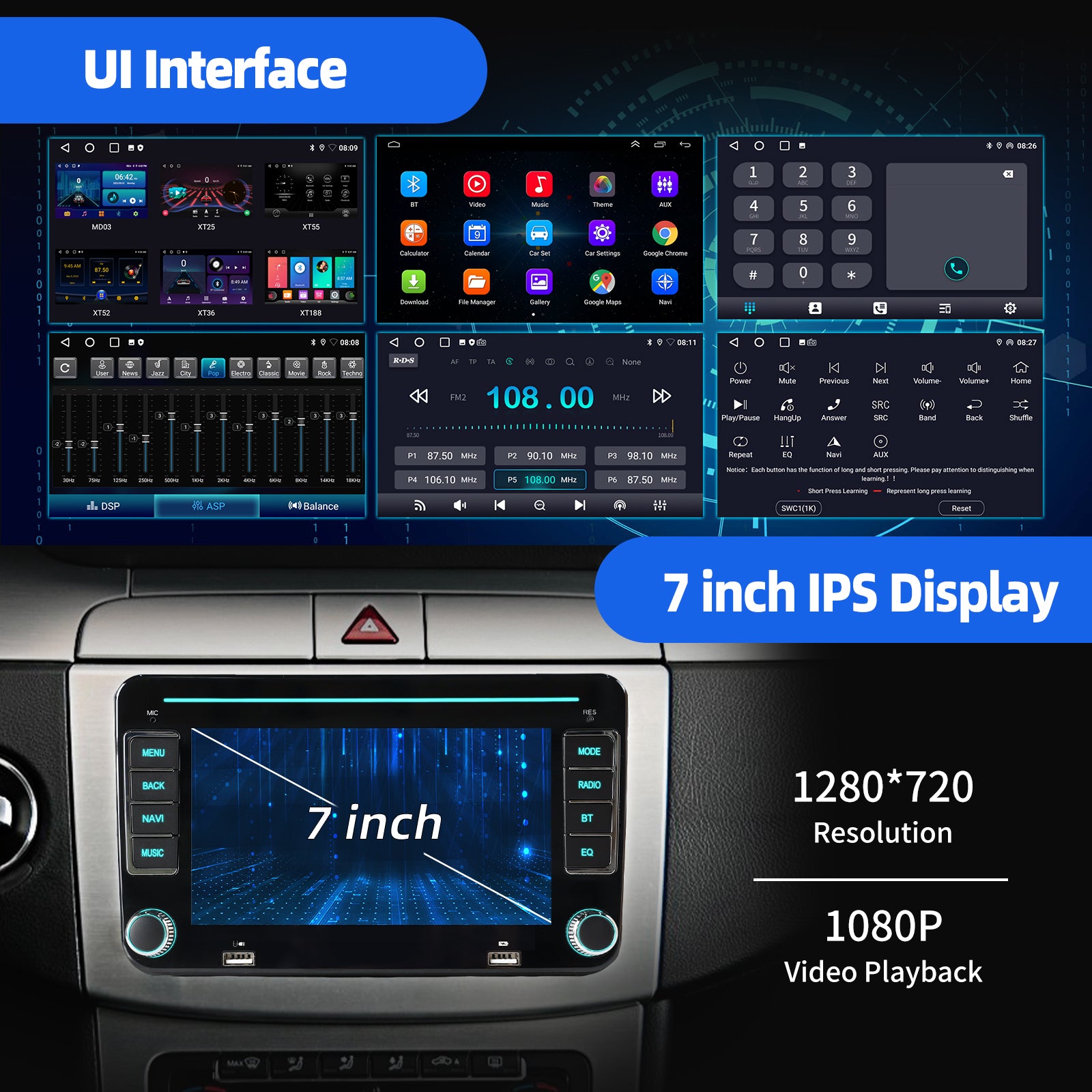 ESSGOO Car Stereo AR7002 7 Zoll Android Autoradio für Volkswagen