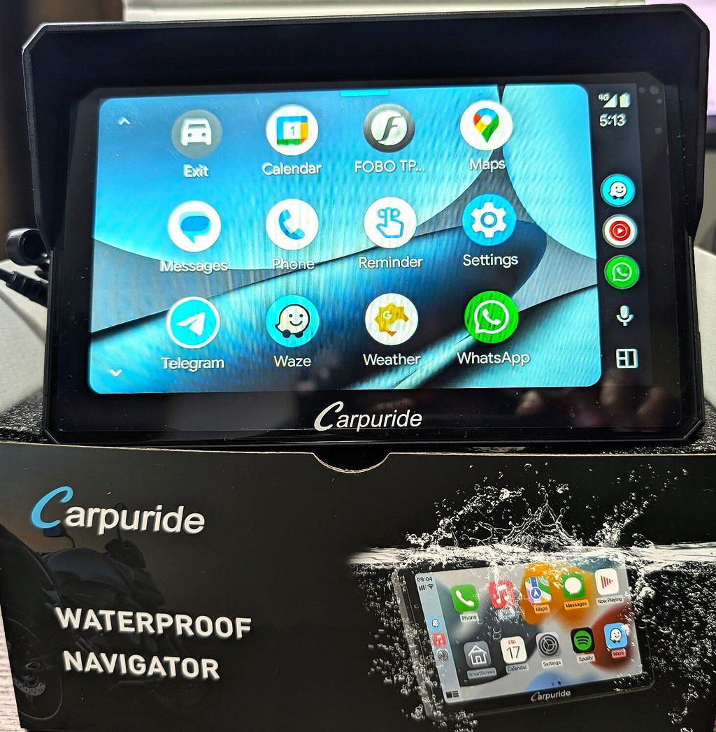 Carpuride 702RS Pro 7 Zoll Motorrad CarPlay-Display mit Radar BSD
