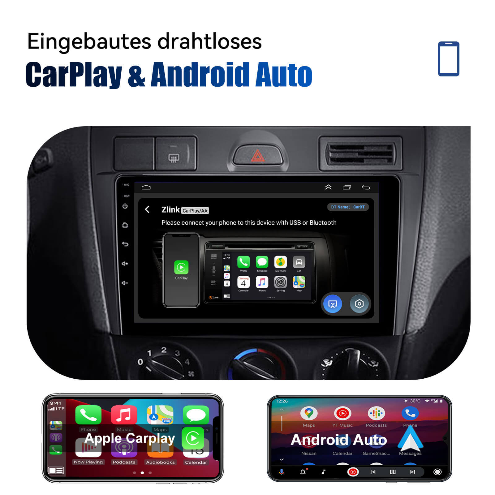ESSGOO Car Stereo Autoradio 9 Zoll für Ford Fiesta