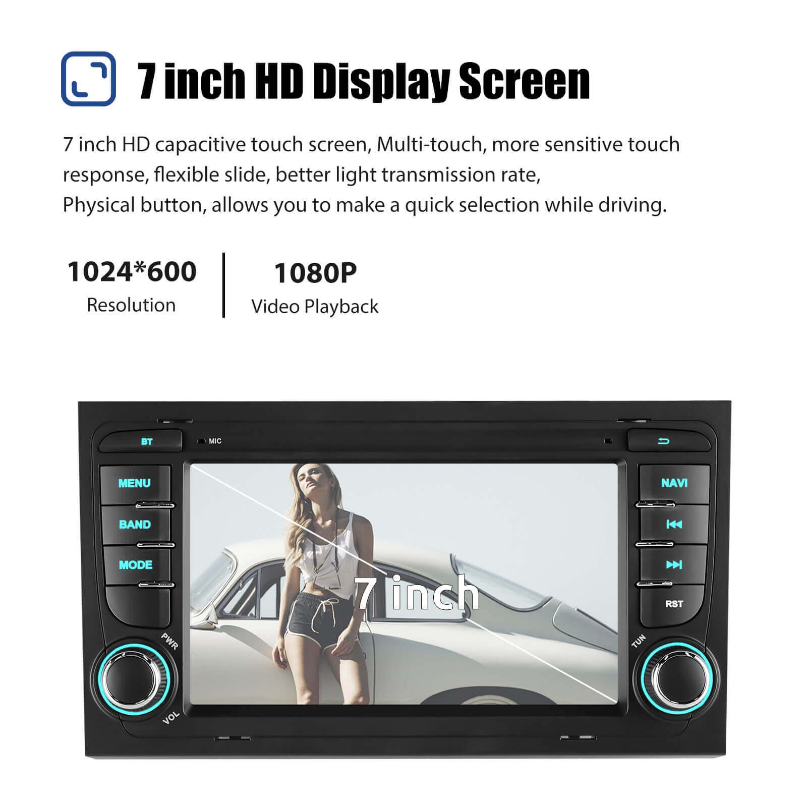 ESSGOO Car Stereo AR7001 MP5 Autoradio 7 Zoll für Audi A4 IPS