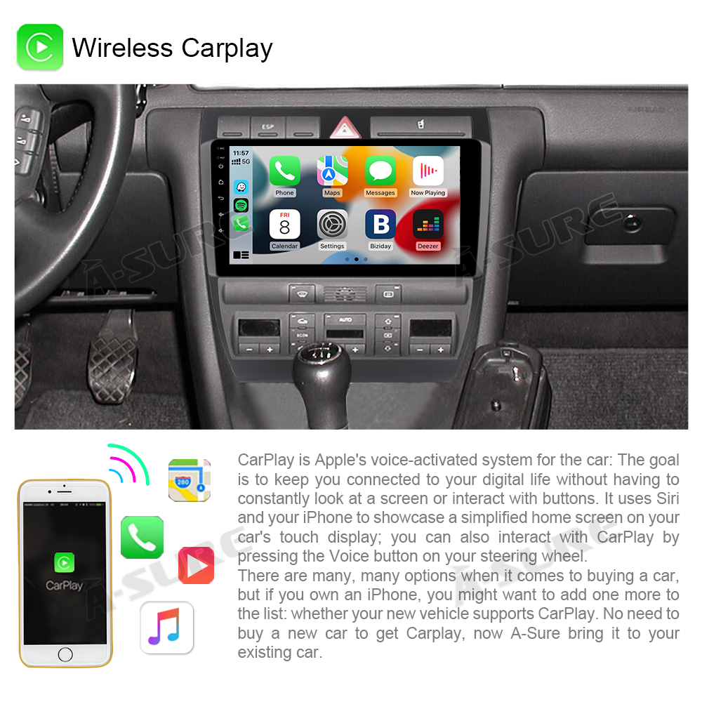 A-Sure GPS Autoradio Audi A6 C5 1997-2004 Android DSP CarPlay