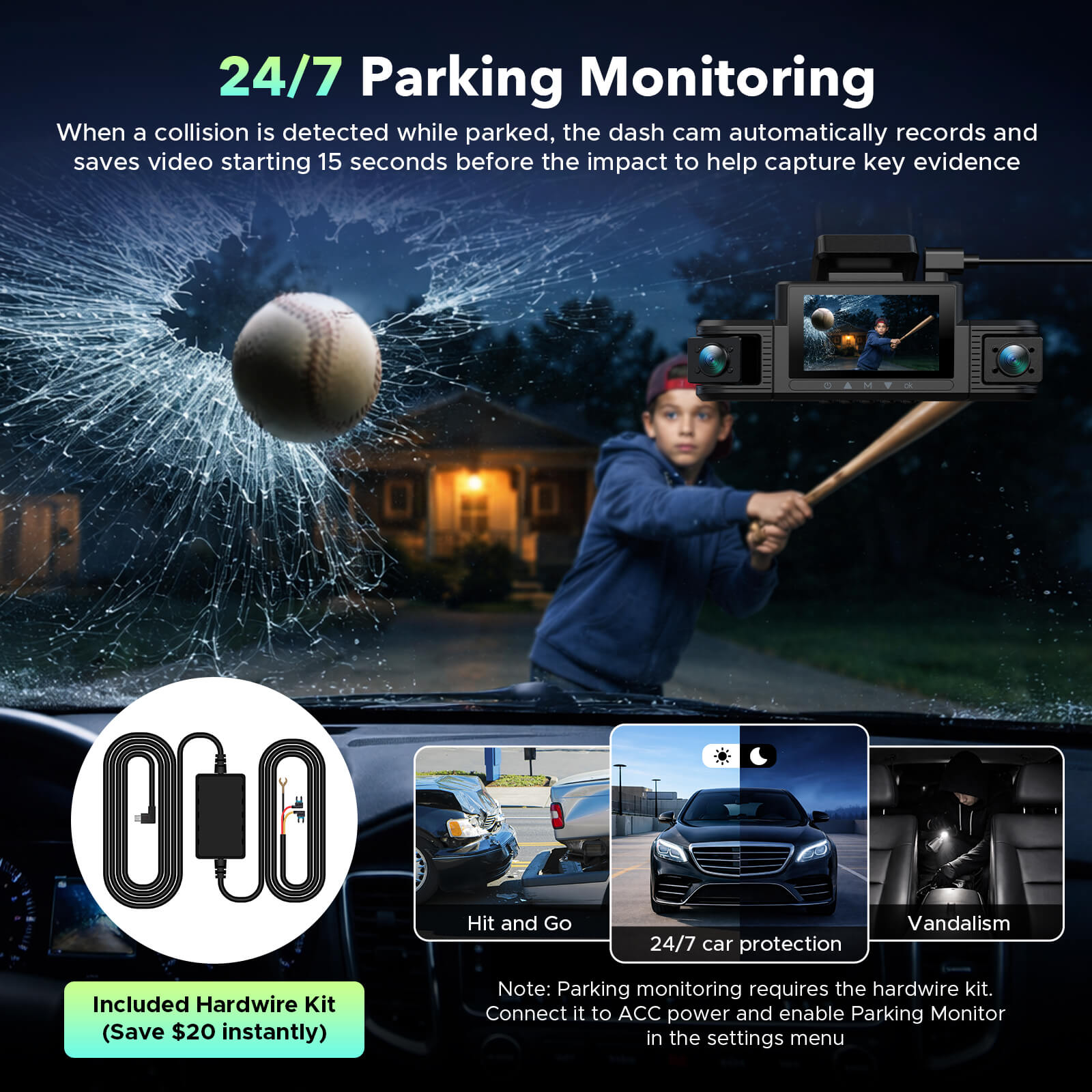 LAMTTO Dash Cam DC25 4-Kanal 360° WiFi Dashcam