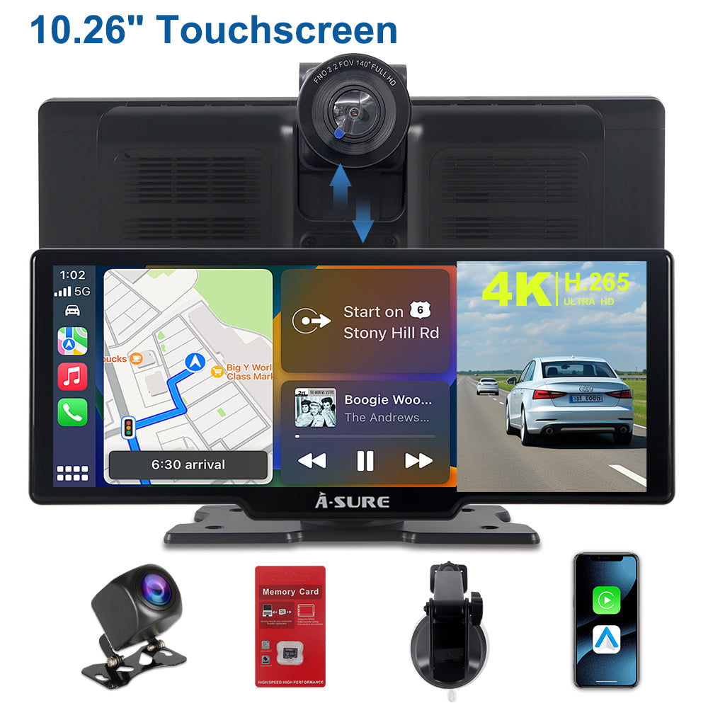 A-Sure Radio accessories 10,26 Zoll CarPlay-Display 4K Dashcam