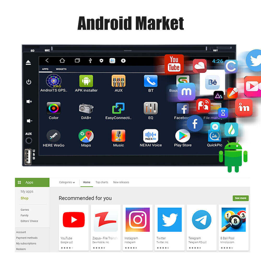 ESSGOO Car Stereo Android 10 Doppel-DIN Autoradio DAB+ DVD