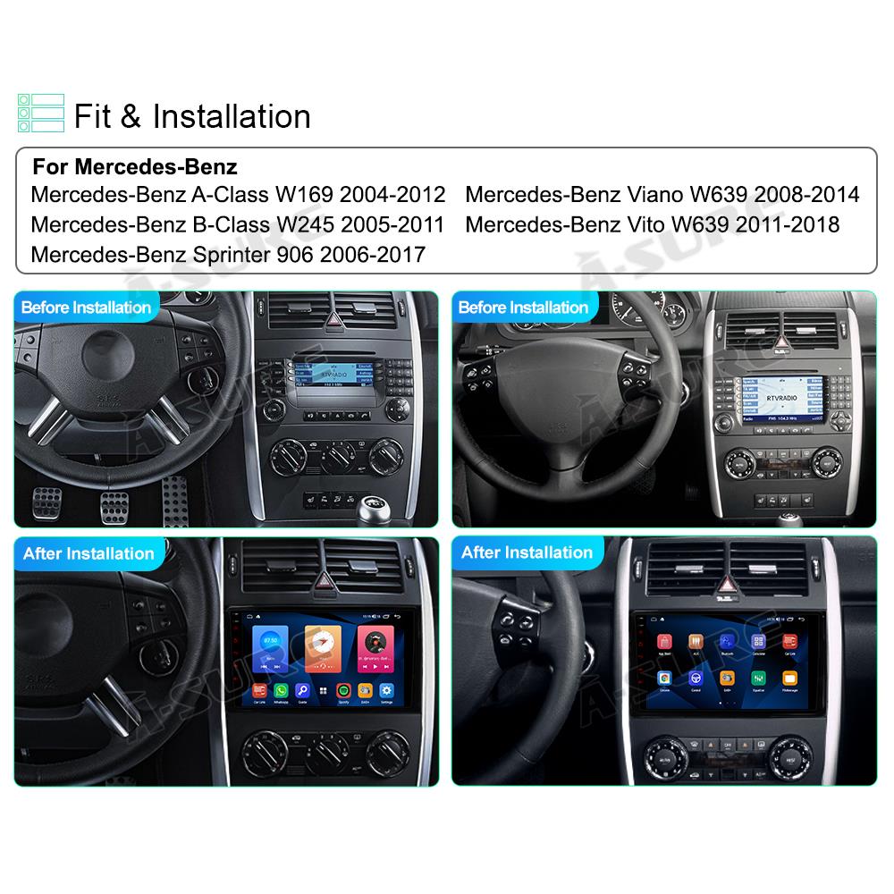 A-Sure GPS Mercedes W169 W245 Autoradio 9 Zoll CarPlay