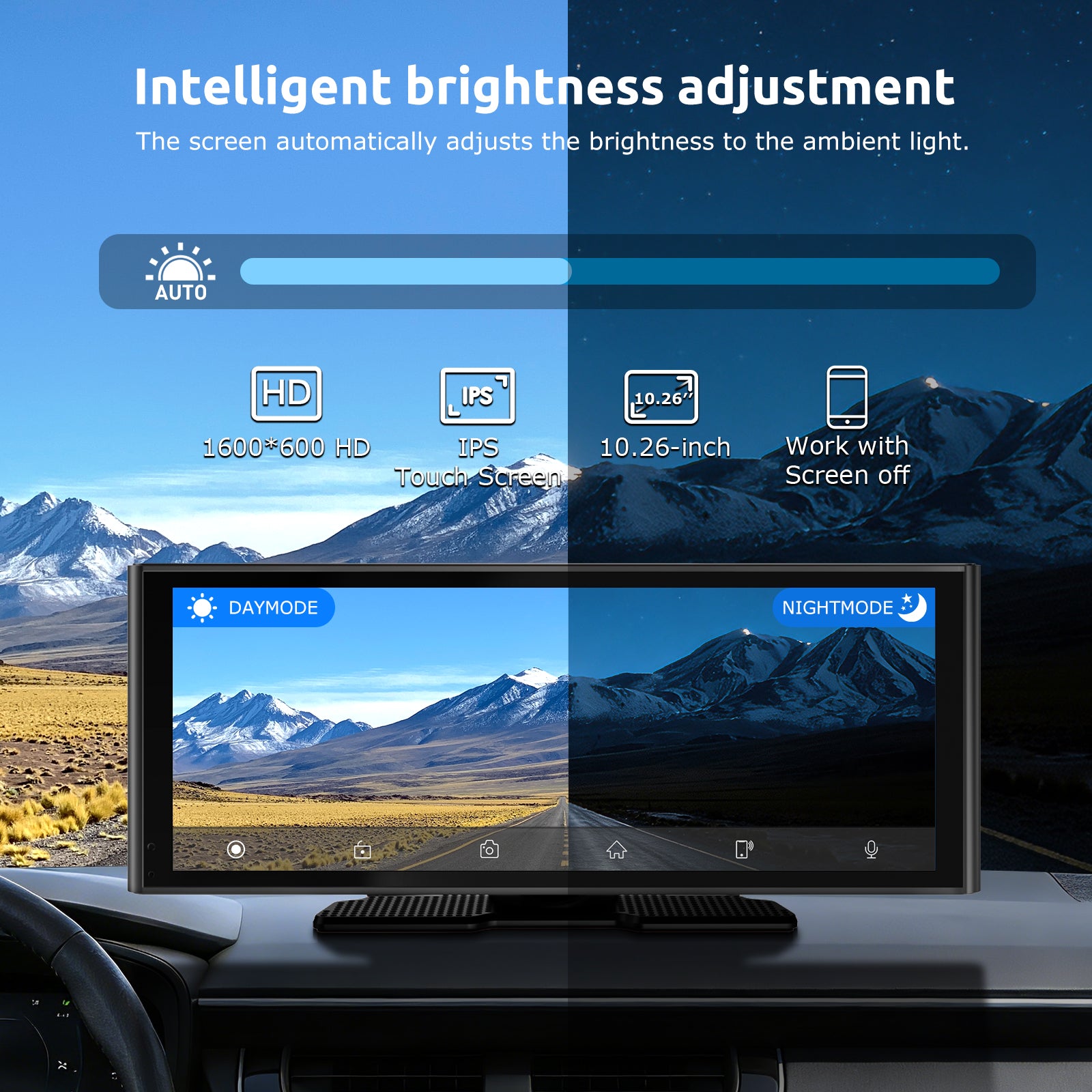 ESSGOO Dash Cam CarPlay E64 Display 10,26 Zoll 4K Kamera
