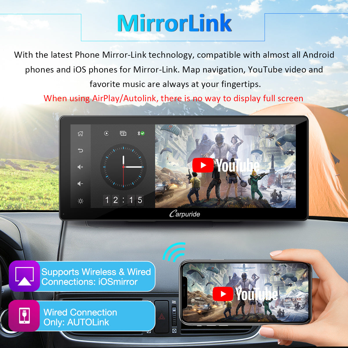 Carpuride W103 Pro CarPlay-Display 10,3 Zoll mit Rückfahrcam