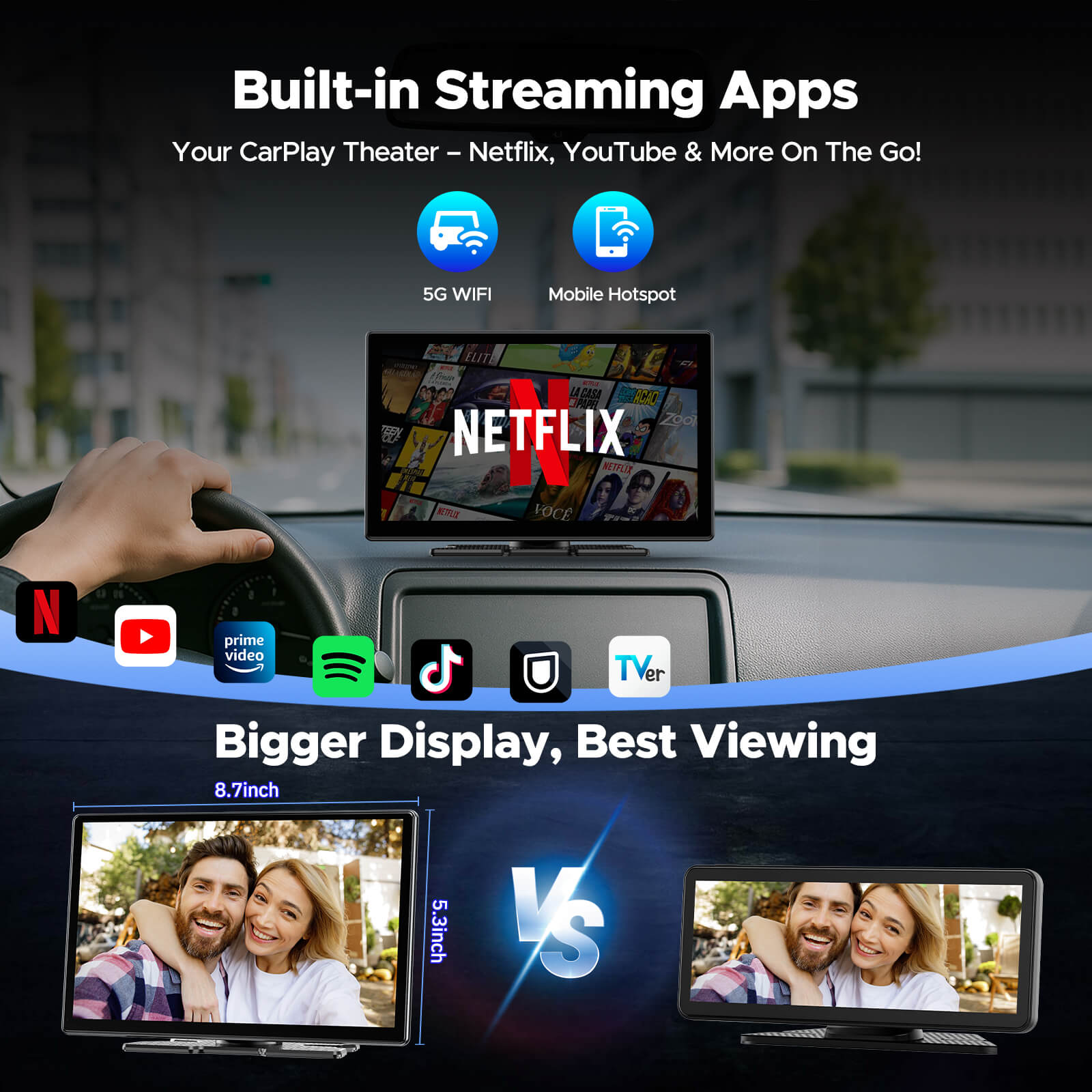 LAMTTO Carplay RC30 9 Zoll CarPlay-Display Netflix Kamera