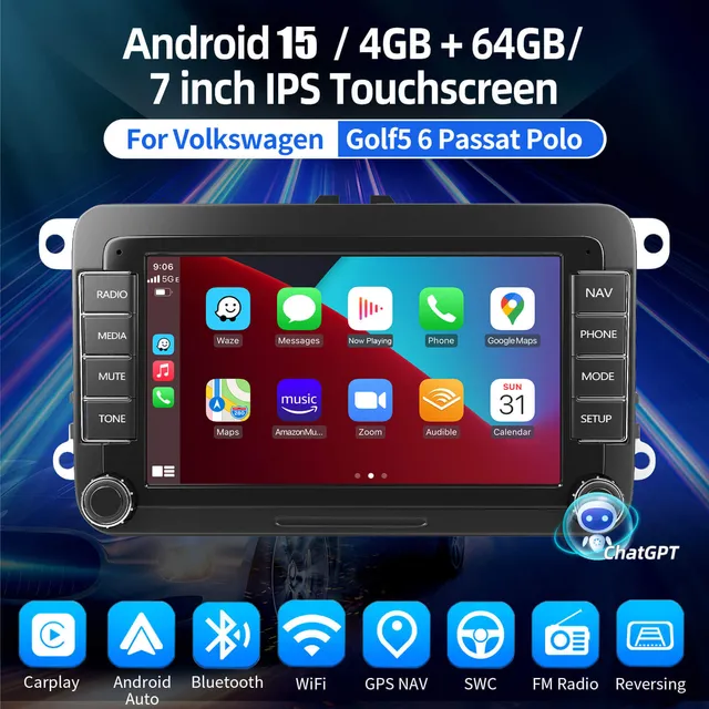 ESSGOO AR7002 MP5 Autoradio 7 Zoll für VW Golf 5 6 Android