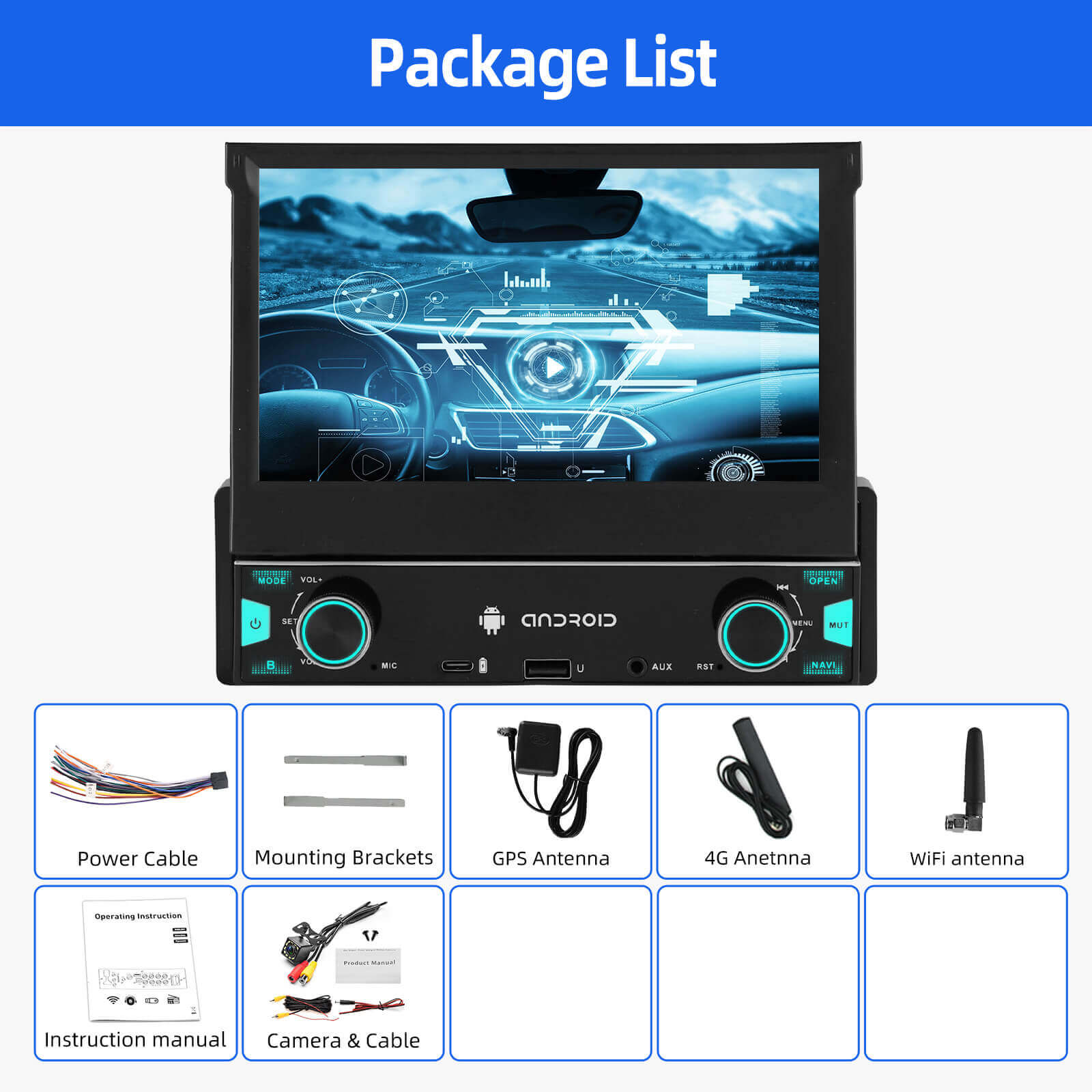ESSGOO Car Stereo FR7003 1 DIN Autoradio 7 Zoll Standard