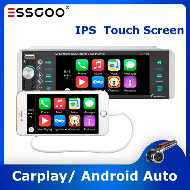 ESSGOO Car Stereo 1 DIN CarPlay Autoradio 5,1 Zoll Standard