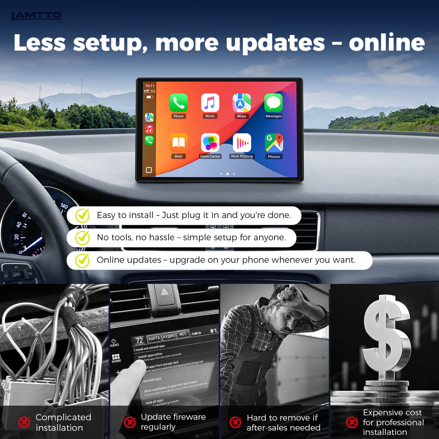 LAMTTO Carplay RC37 11 Zoll CarPlay-Display Wireless In-Cell