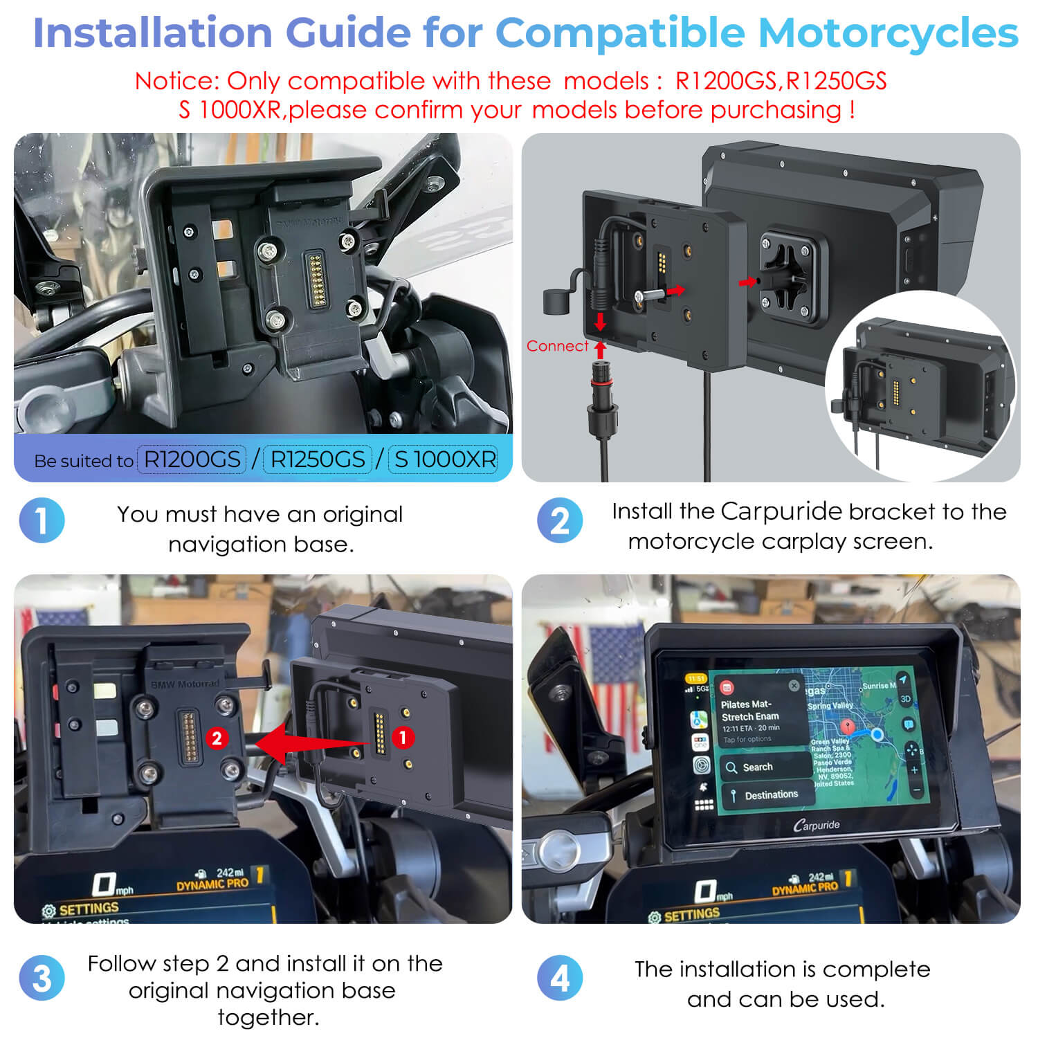 Carpuride Motorrad Navigationshalterung für BMW GS