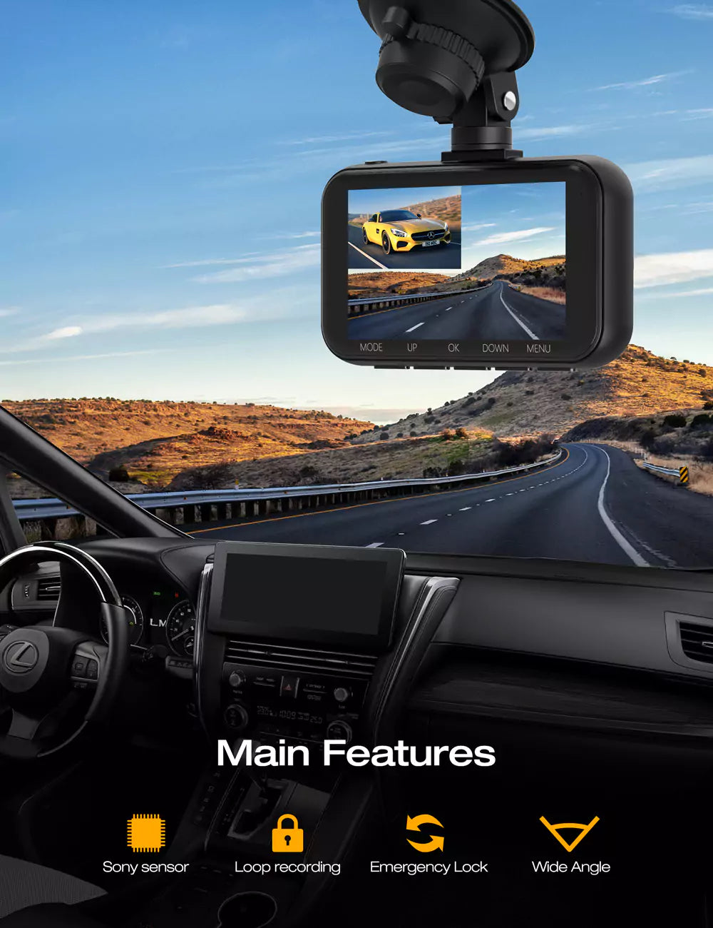 LAMTTO Dash Cam C200 4K Dashcam Vorne Hinten 2-Kanal