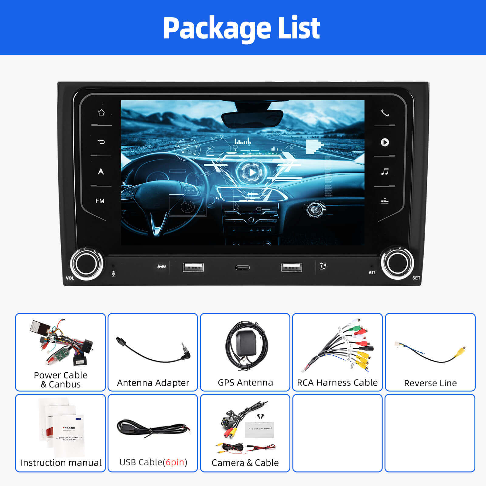 ESSGOO Car Stereo AR7001 Audi A4 Autoradio Android 14