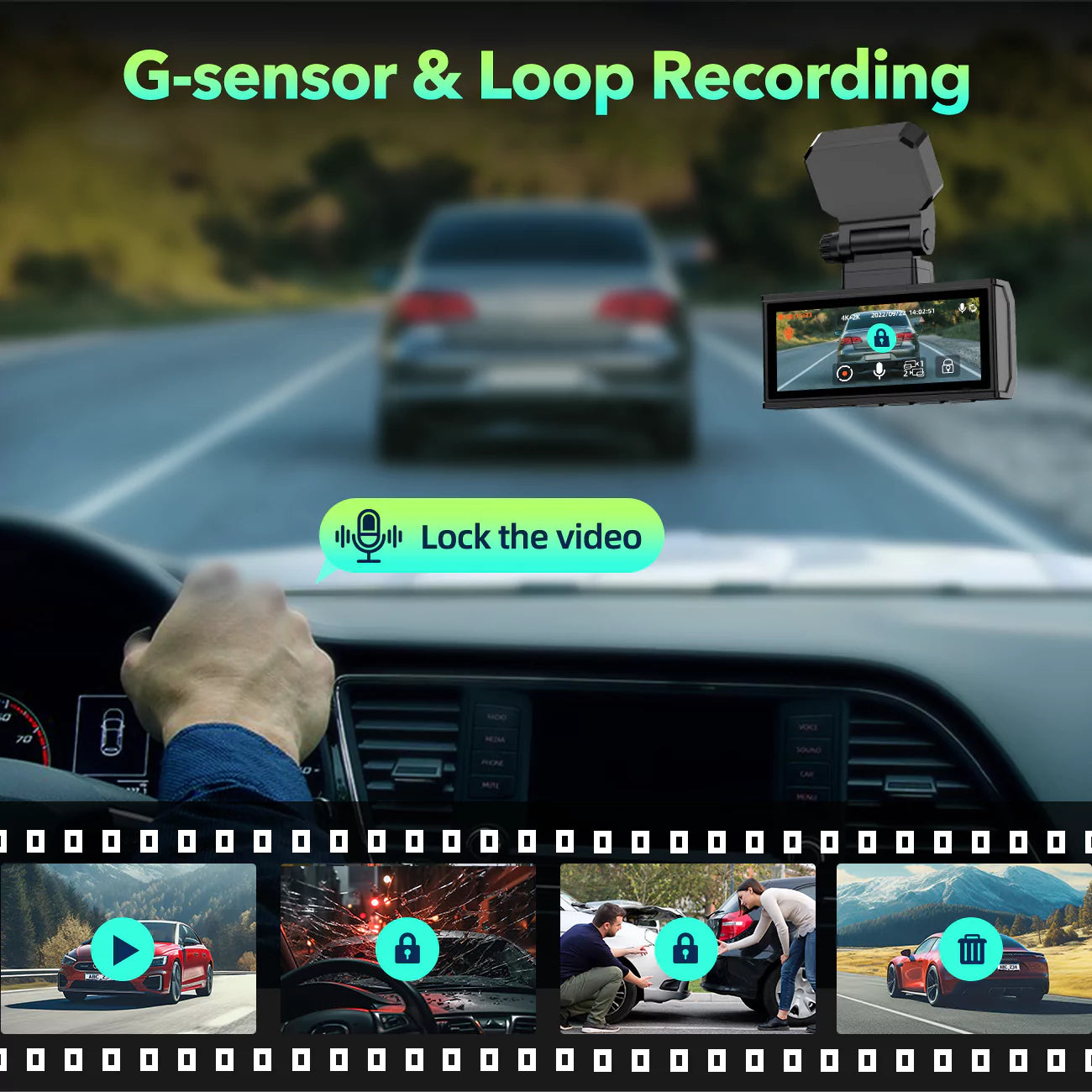 LAMTTO Dash Cam DC19 4K+4K Front+Heck GPS WiFi 64GB