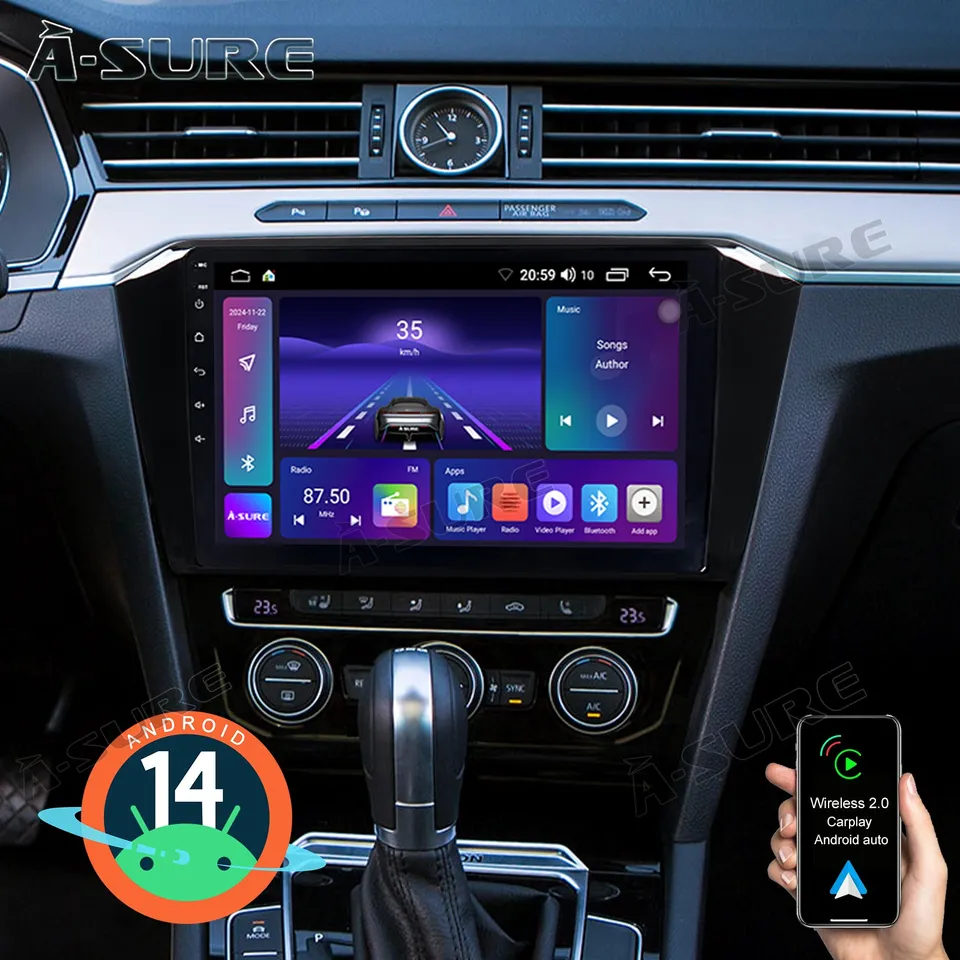 A-Sure GPS 10,1 Zoll Autoradio Passat B8 2+64GB CarPlay
