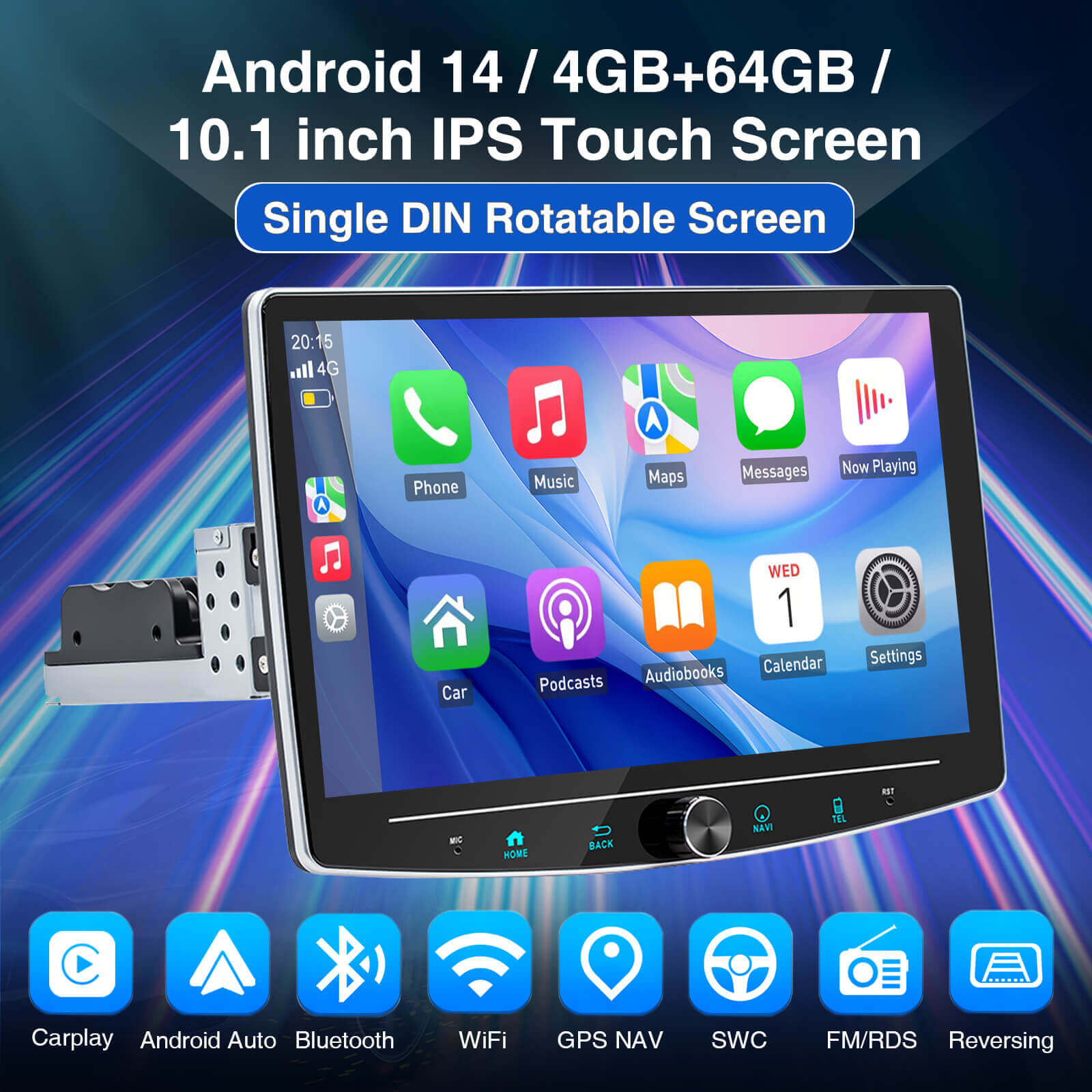 ESSGOO AR1001 1-DIN Autoradio mit Drehknopf DAB+