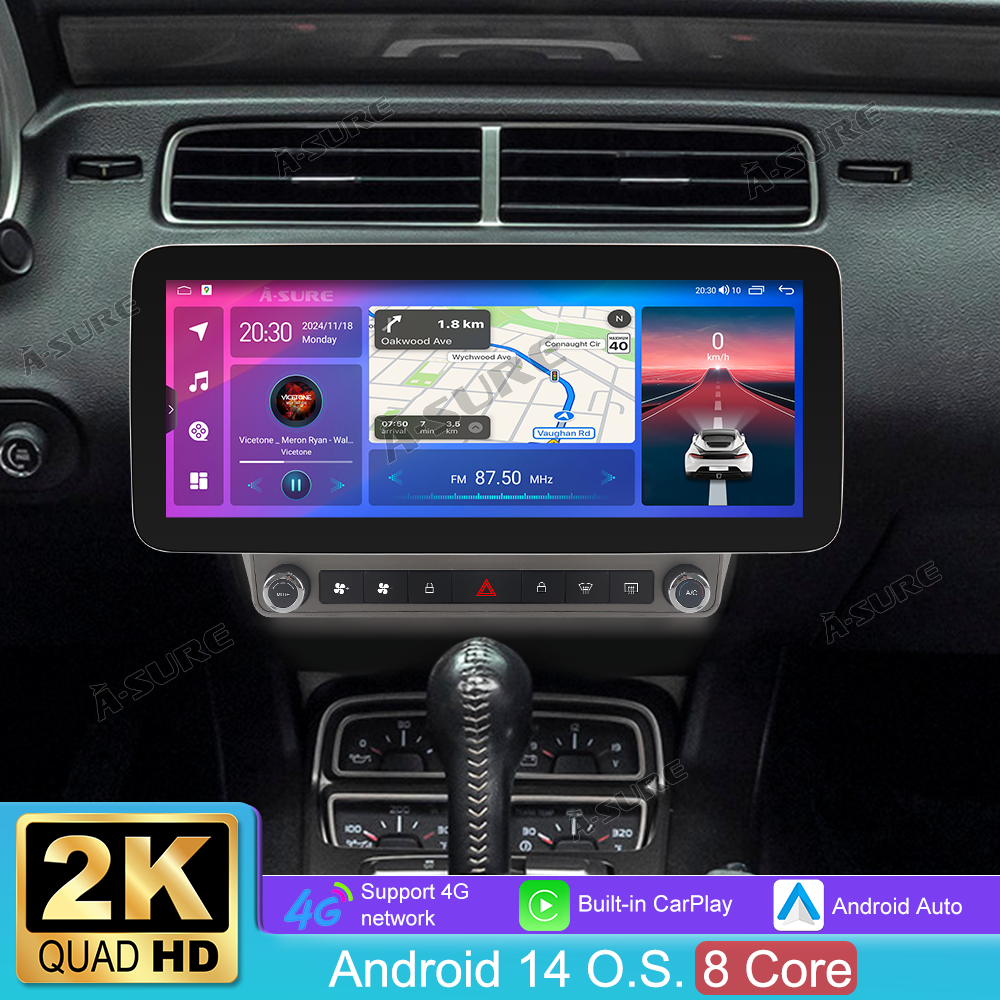 A-Sure GPS Autoradio Camaro 12,3 Zoll Android 14 4+64GB