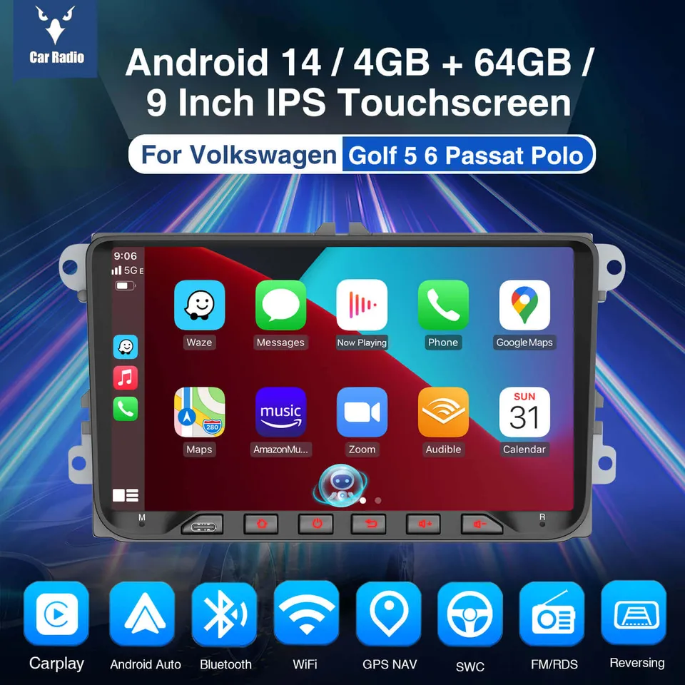 ESSGOO AR9002 9 Zoll Autoradio Android 14 für VW Standard