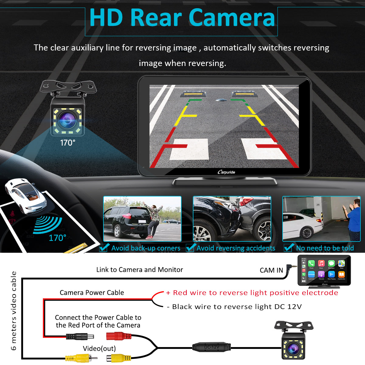Carpuride Car Smart Stereo Display 7 Zoll CarPlay mit Rückfahrkamera