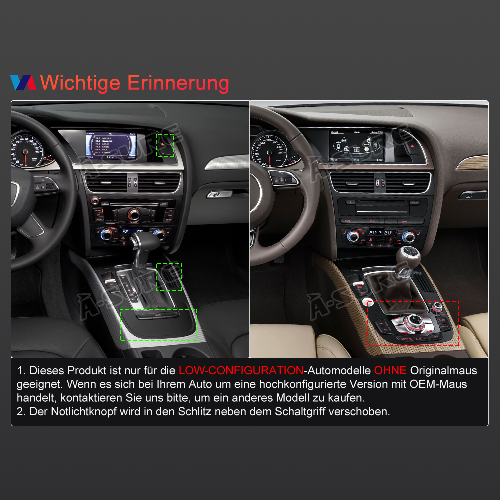 A-Sure GPS Audi A4 B8 Autoradio 12,3 Zoll 4+64GB CarPlay