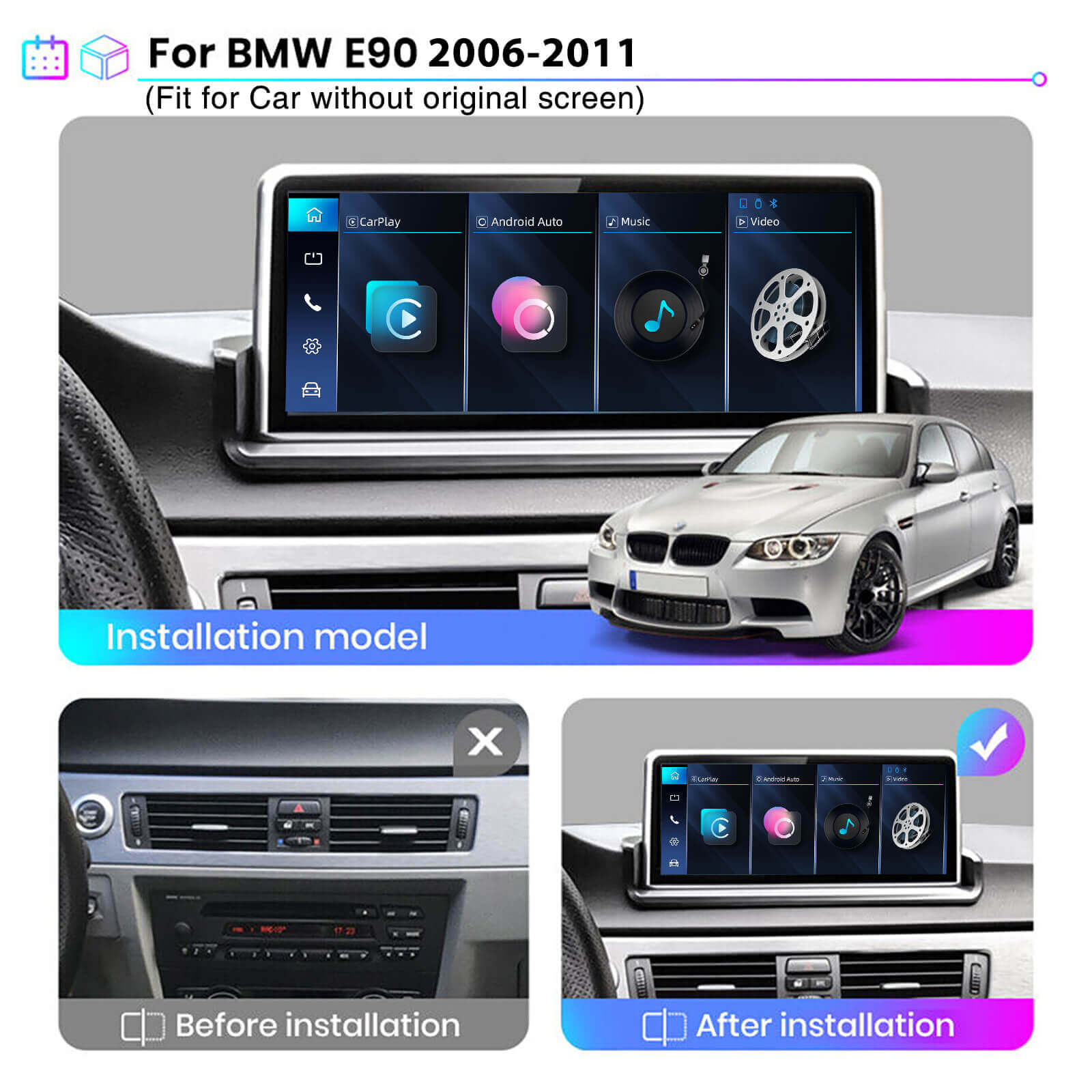 ESSGOO Car Stereo LZ0001 Autoradio 10,25 Zoll BMW E90 E91