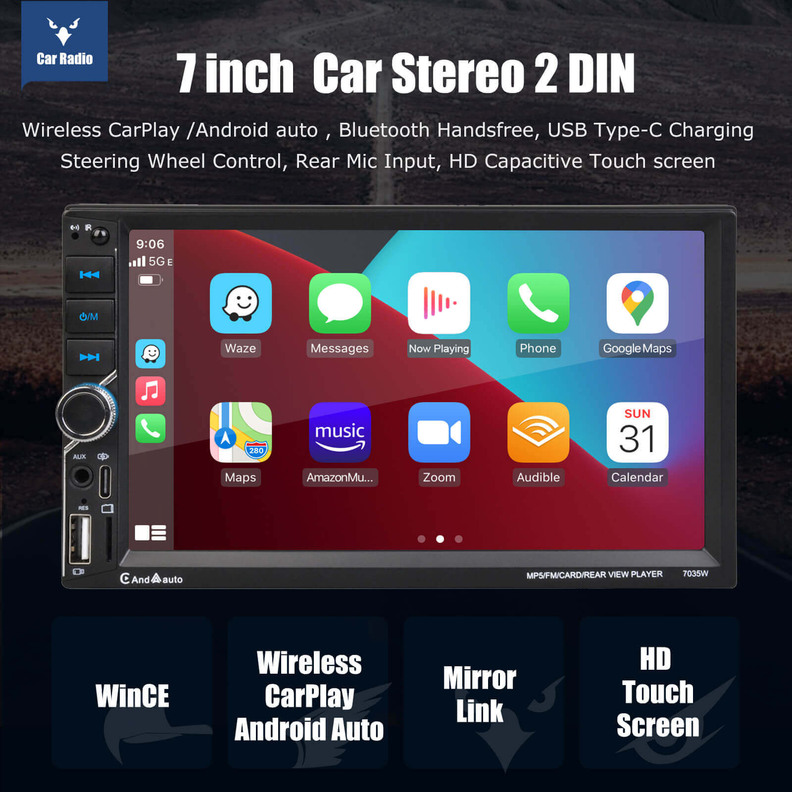 ESSGOO Car Stereo 7035W Autoradio 7 Zoll Android GPS