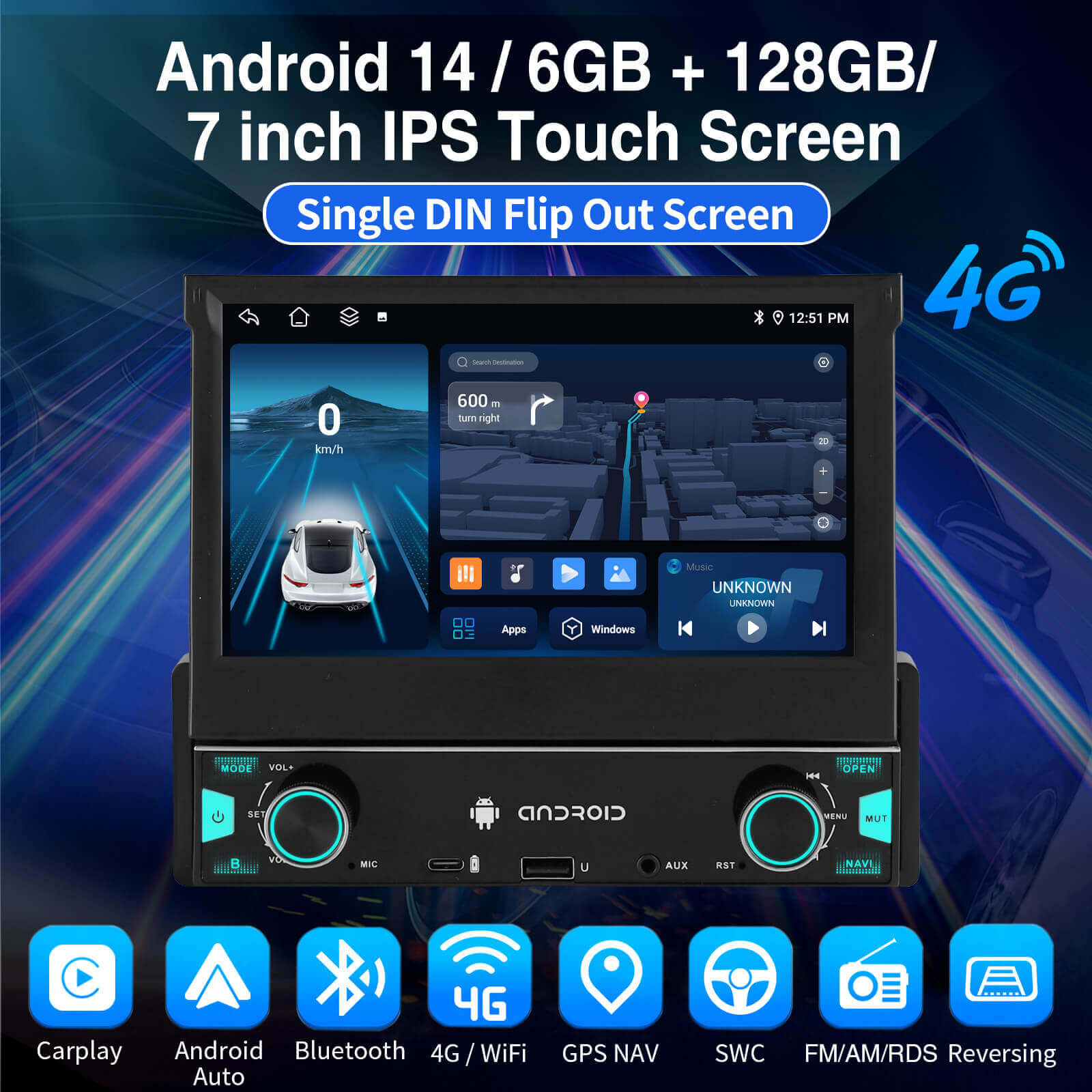 ESSGOO Car Stereo FR7003 1 DIN Autoradio 7 Zoll Standard