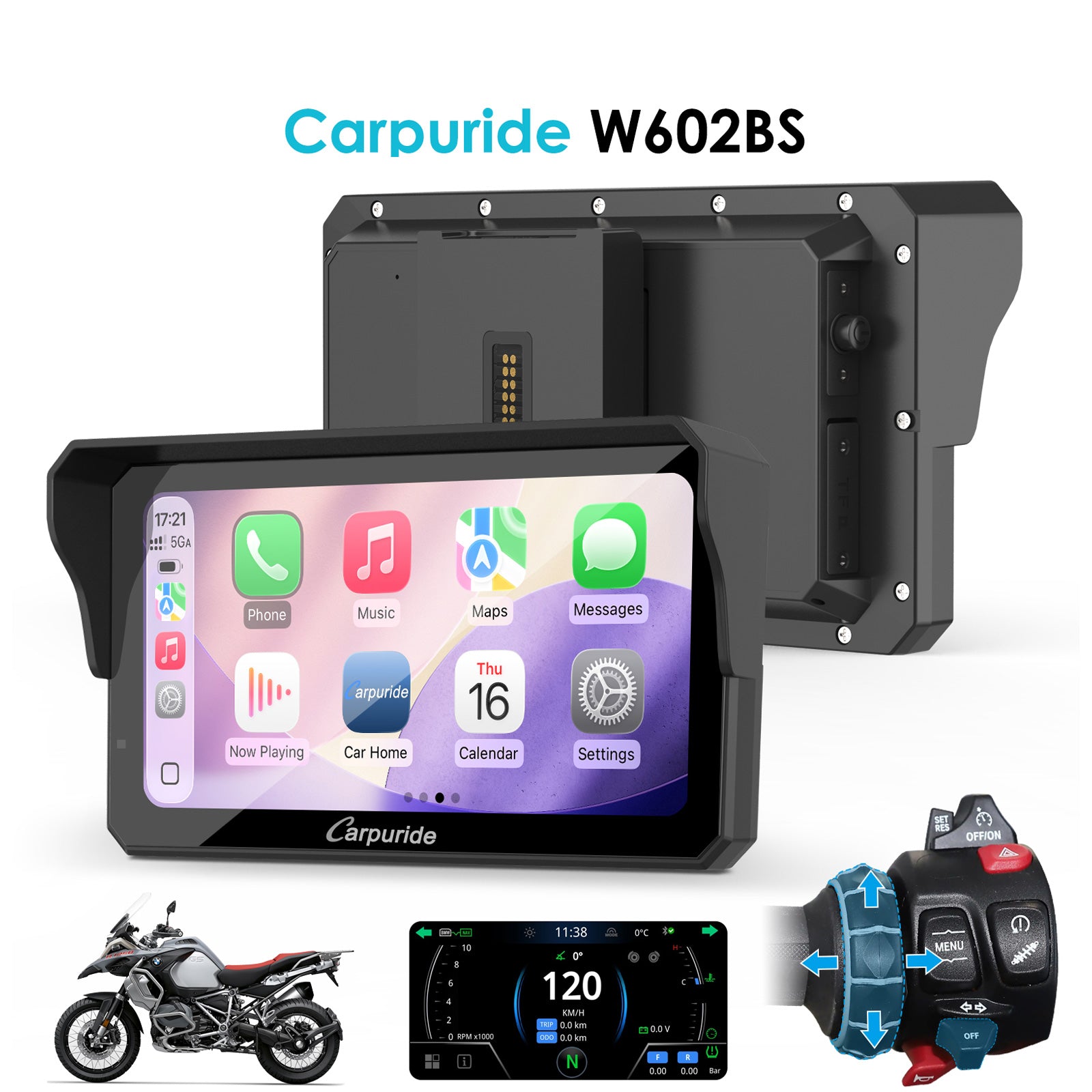 Carpuride W602BS Motorcycle Smart Stereo 6" BMW CarPlay