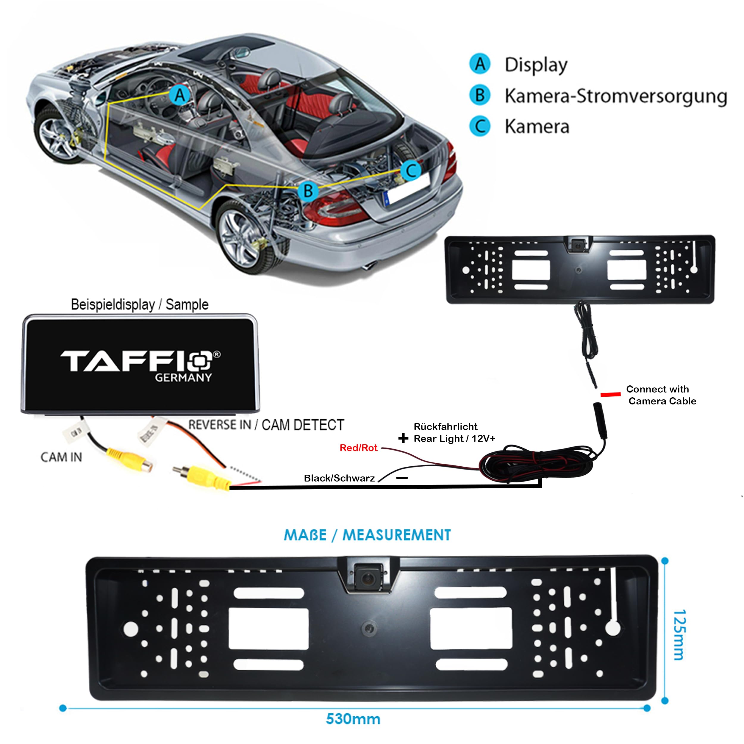 TAFFIO Reversing systems Nummernschildhalter Kamera