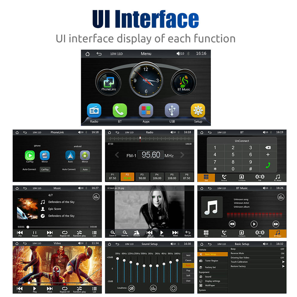 ESSGOO Portable CarPlay CarPlay-Display 7 Zoll kabellos Bluetooth FM