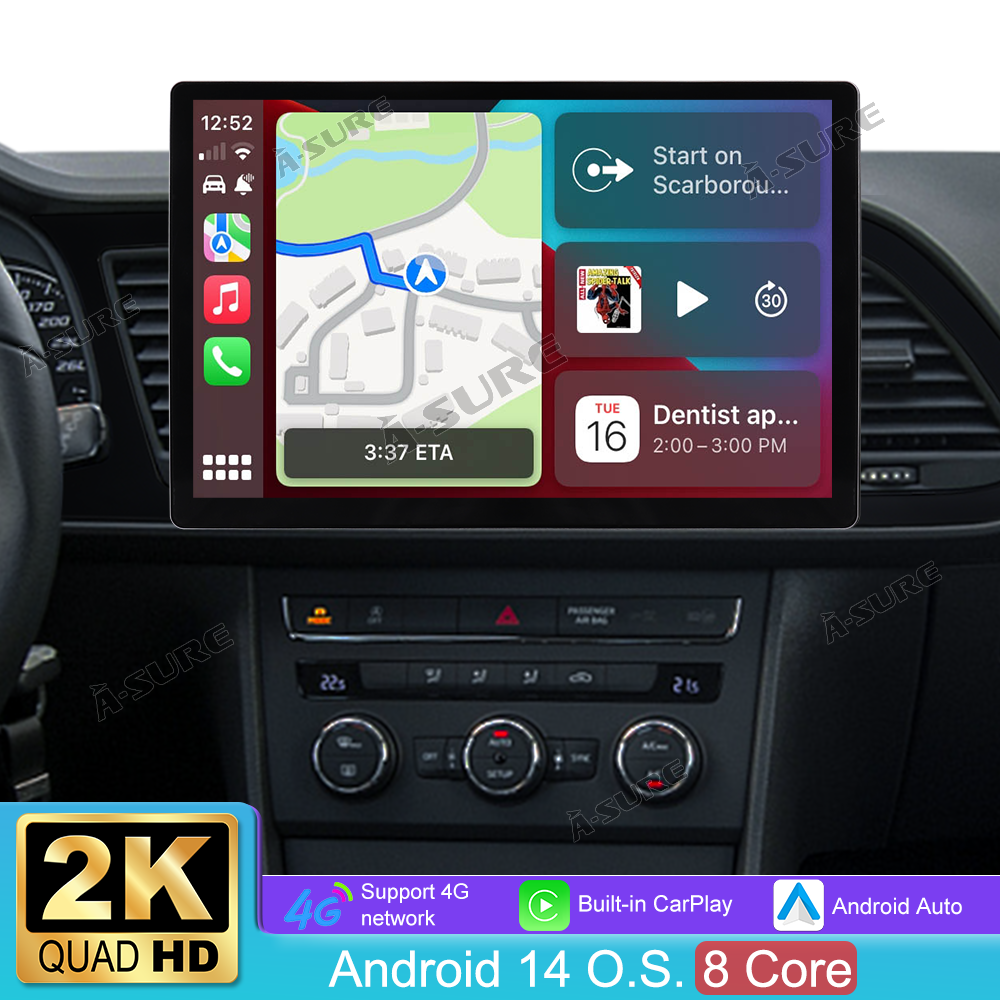 A-Sure GPS Autoradio 13,1 Zoll 4+64GB Android 14 Seat Leon