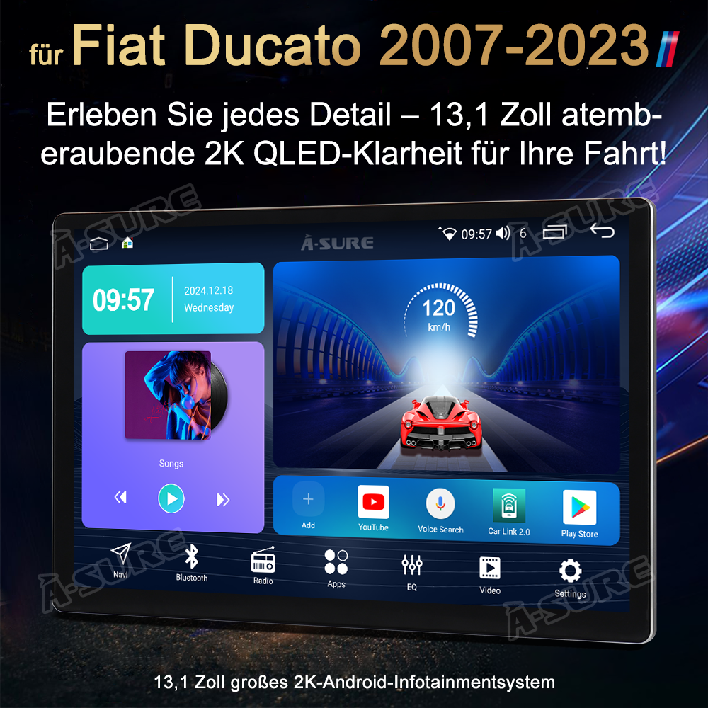A-Sure GPS car radios 13,1 Zoll 4+64GB Autoradio Ducato Boxer Jumper