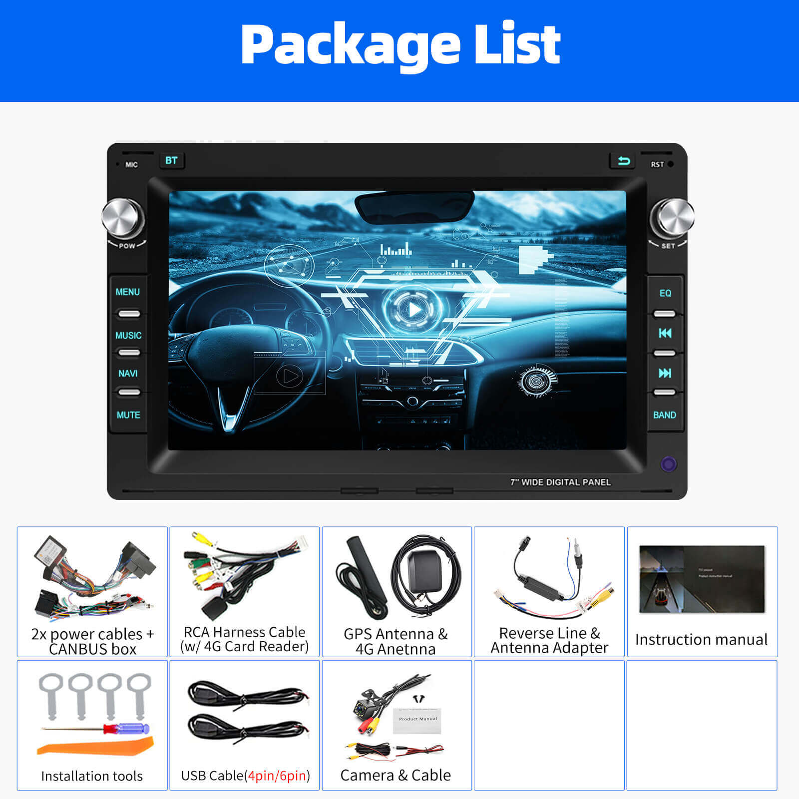 ESSGOO Car Stereo AR7001 Autoradio 7 Zoll für Golf 4