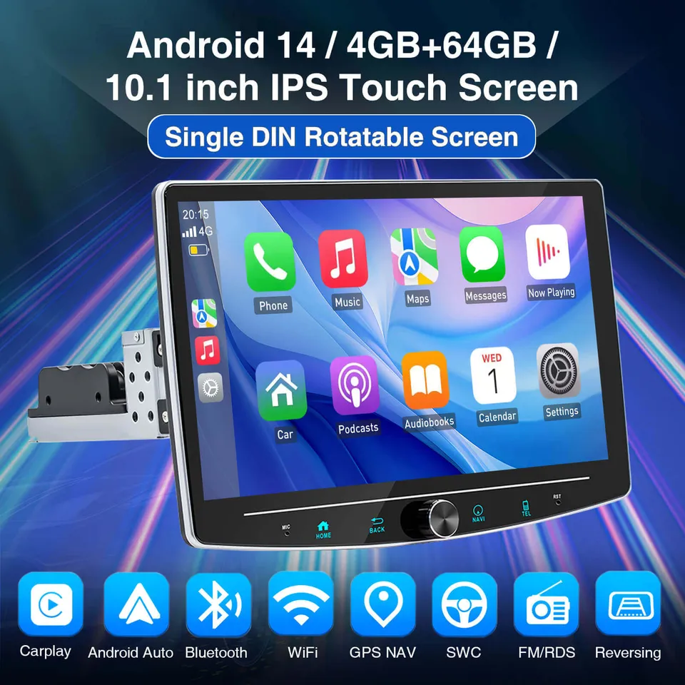ESSGOO AR1001 1-DIN Autoradio mit Drehknopf DAB+